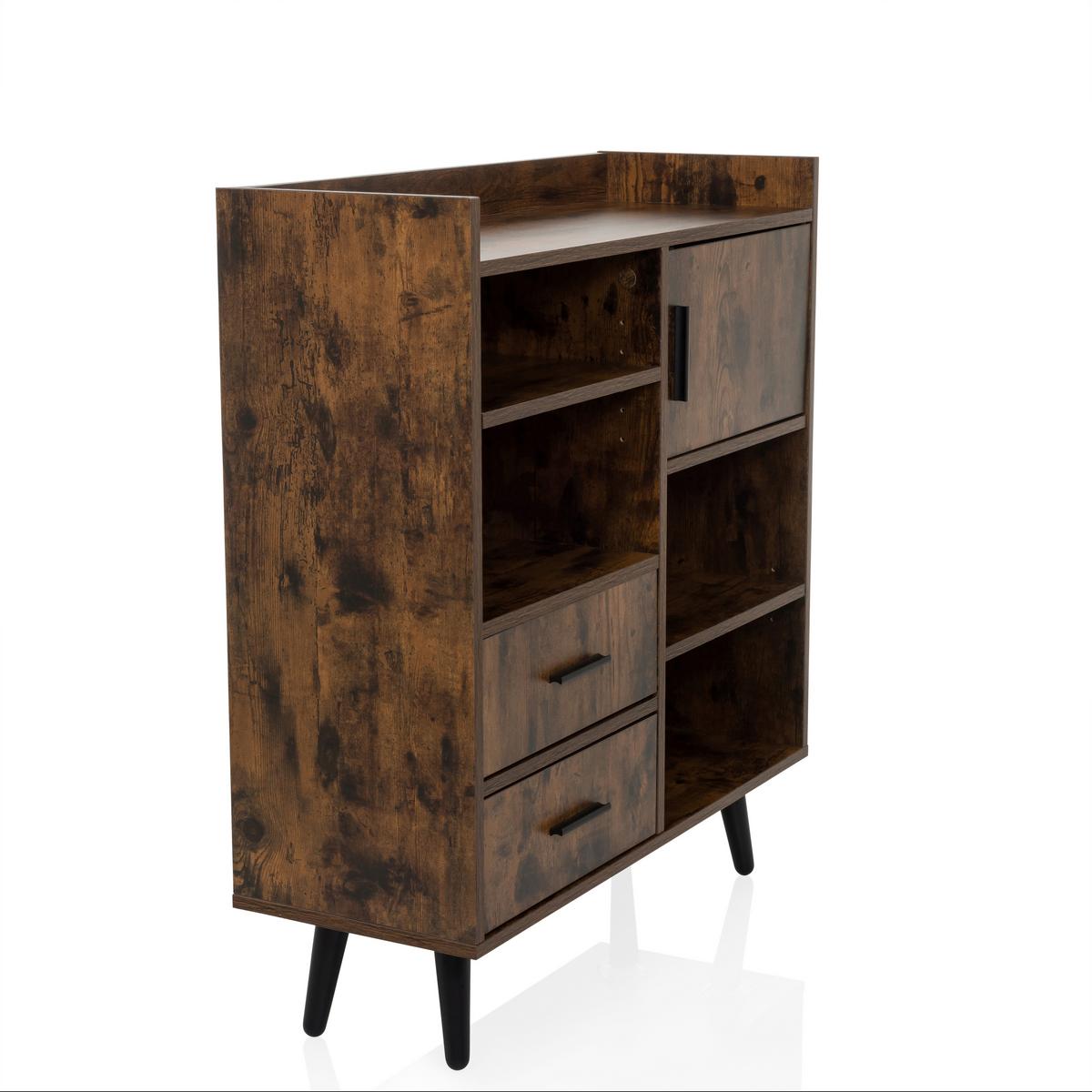 Kommode Myrdal Braun/schwarz B: 80 Cm - Schwarz/Braun, MODERN, Holzwerkstoff (80/90/30cm) - MID.YOU