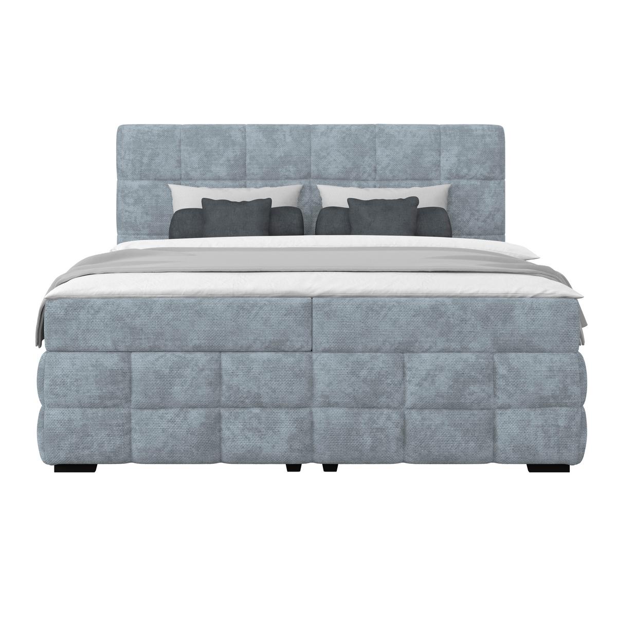 Čalouněná postel VEGA 180x200 cm, světle modrá - černá/světle modrá, Trend, dřevo/textil (180/200cm)