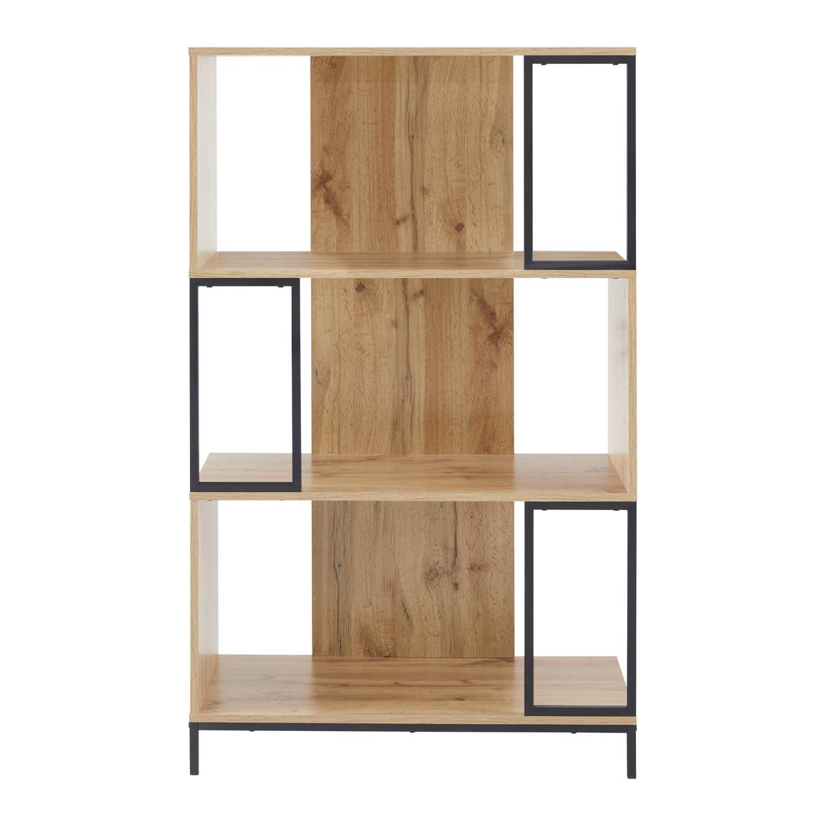 Regal GENY - černá/barvy dubu, Moderní, kov (80/136/40cm) - Bessagi Home