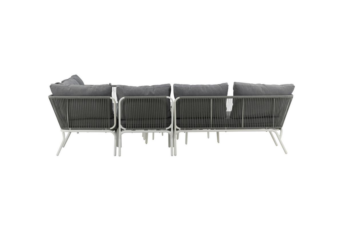Loungegarnitur 4-tlg Roxo Metall/textil Mit Kissen - Weiß/Grau, KONVENTIONELL, Textil/Metall - Gardenson