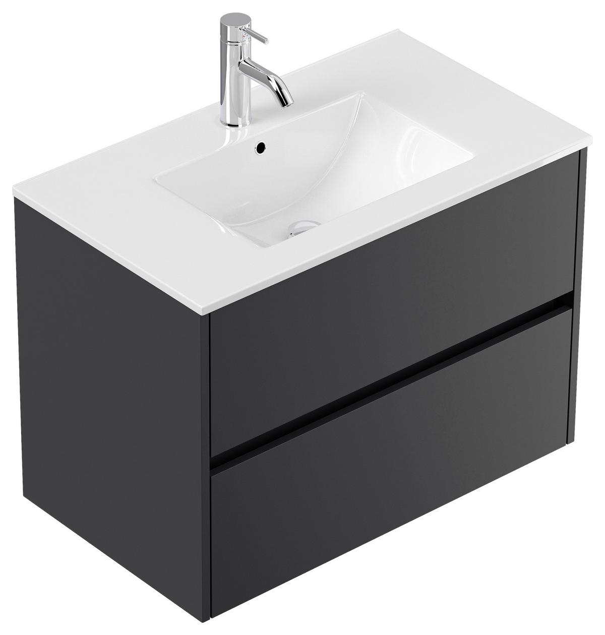 Waschtischkombi Limes Graphitfarben B: 81 cm - Graphitfarben/Weiß, MODERN, Keramik/Holzwerkstoff (81/58,7/46,5cm) - MID.YOU