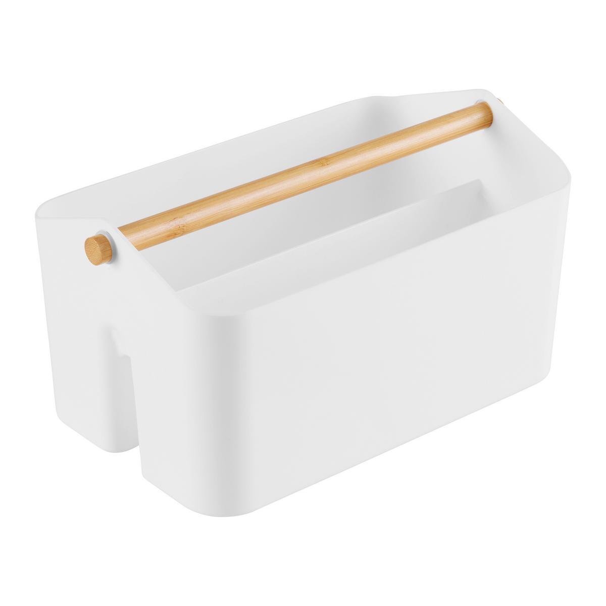 Košík ORGANIZER - biela, Modern, plast/prírodné materiály (28/16,8/14,8cm) - Mömax