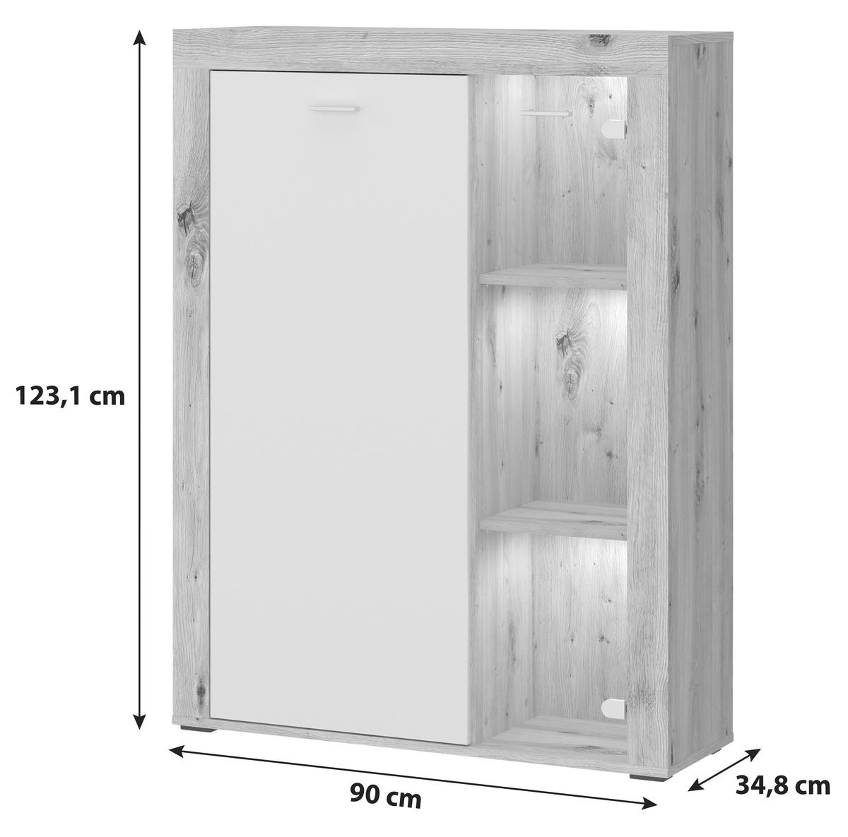 Félmagas Szekrény Canberra - Modern, faalapú anyag/Üveg (90/123,1/34,8cm)