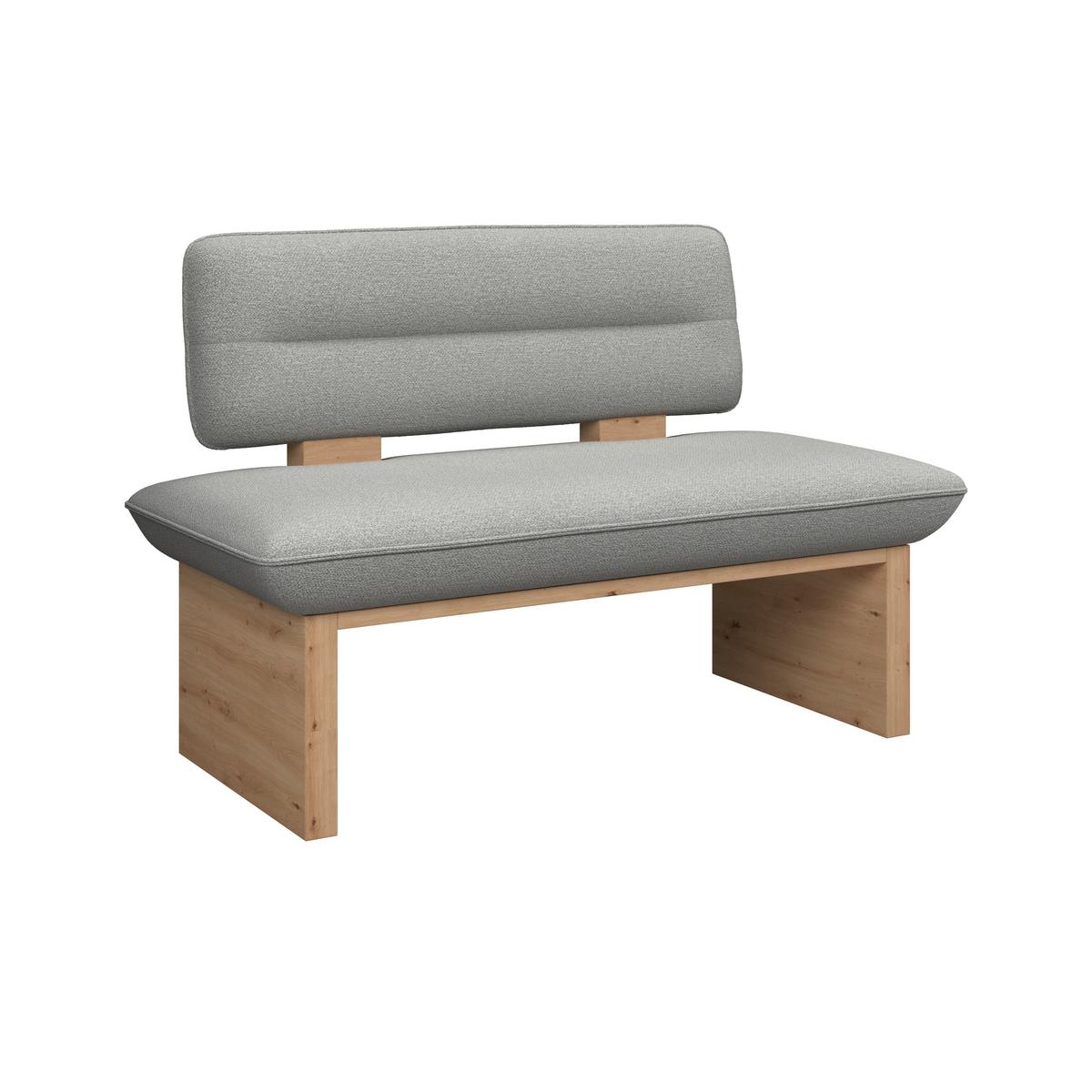 Sitzbank Beluna II Webstoff hellgrau, B: 160cm - Eichefarben/Hellgrau, KONVENTIONELL, Holzwerkstoff/Textil (160/87/67cm) - James Wood