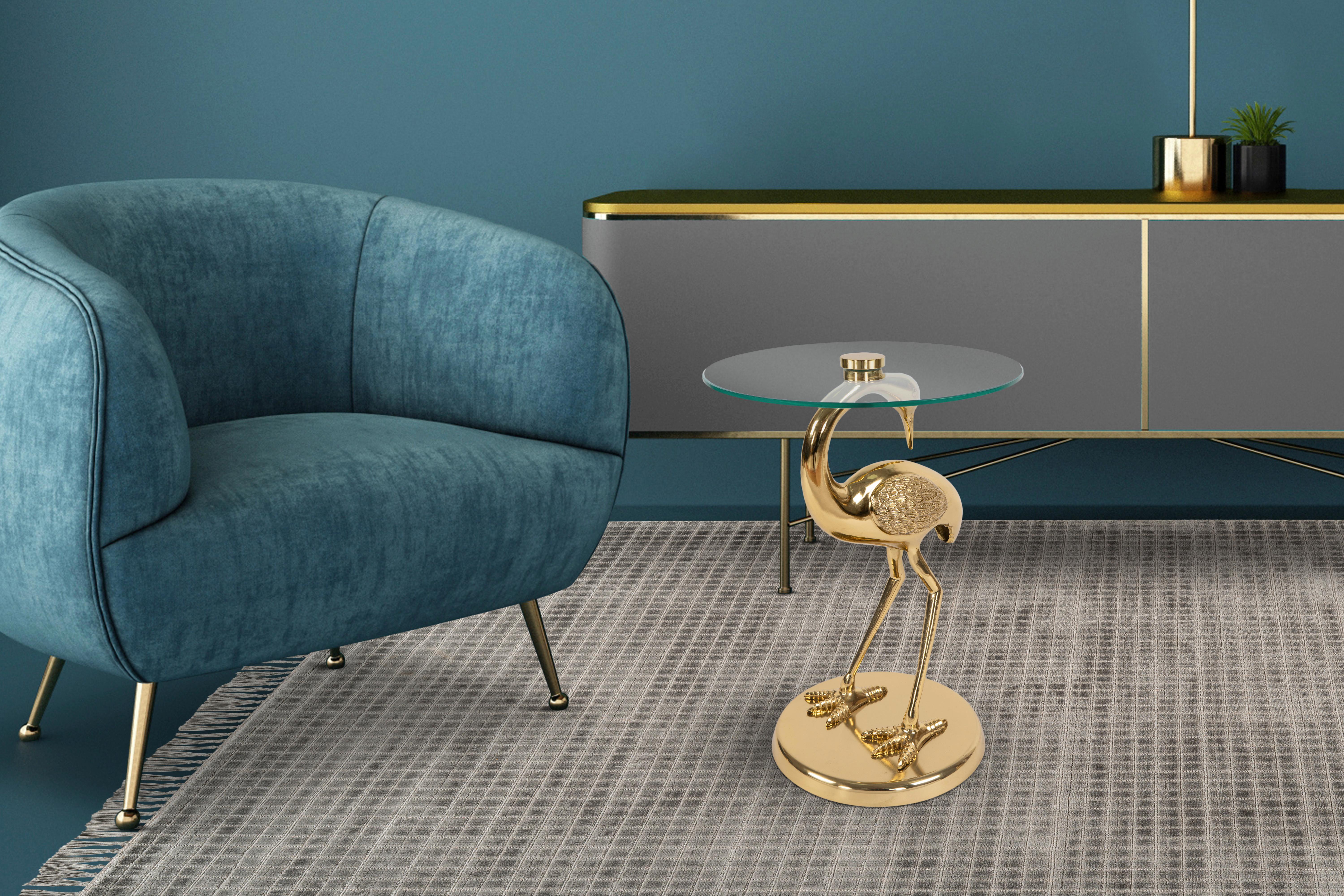 Beistelltisch Animalty 325 Goldfarben B: 58 Cm - Goldfarben, Design, Glas/Metall (40/40/58cm) - Kayoom