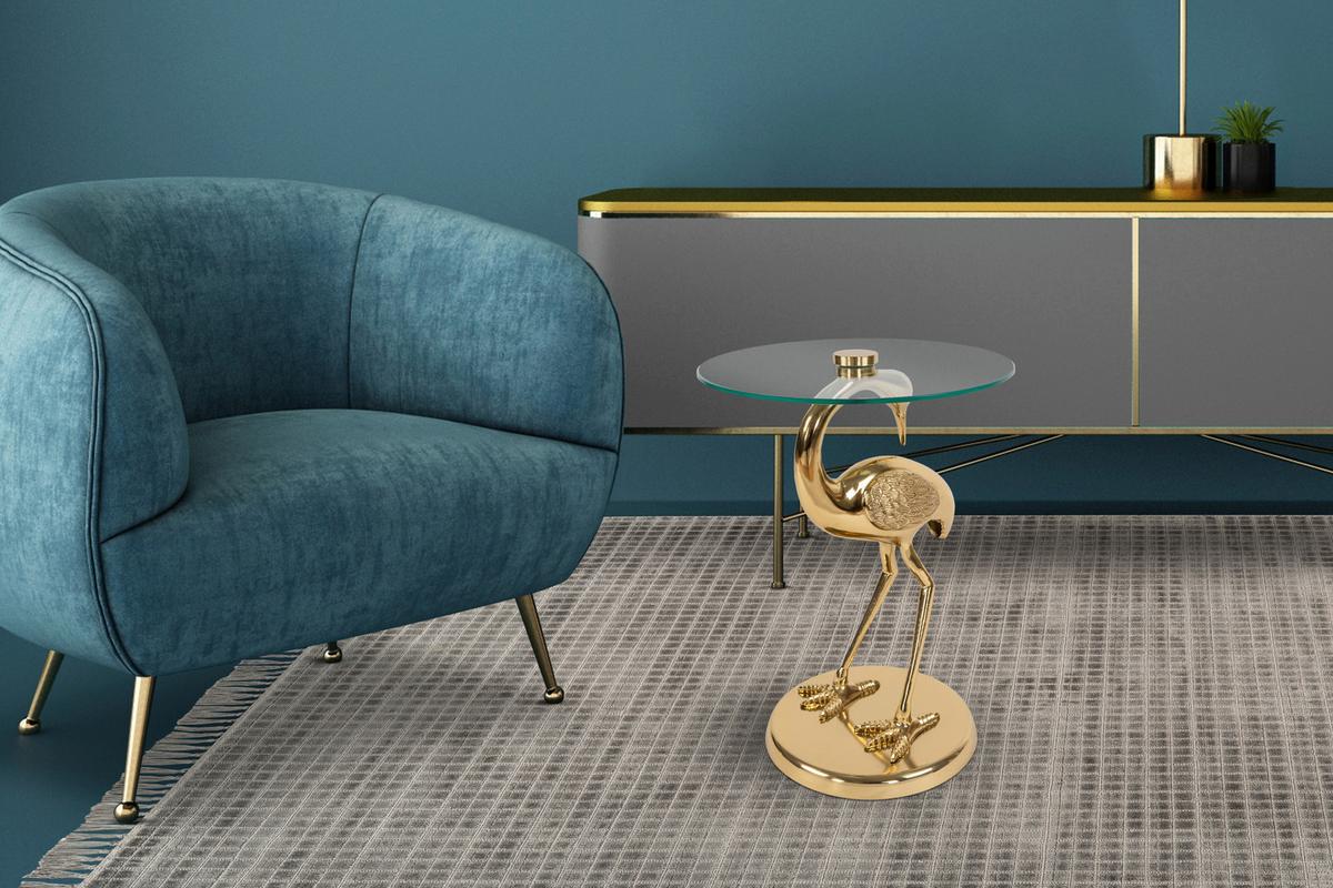 Beistelltisch Animalty 325 Goldfarben B: 58 Cm - Goldfarben, Design, Glas/Metall (40/40/58cm) - Kayoom