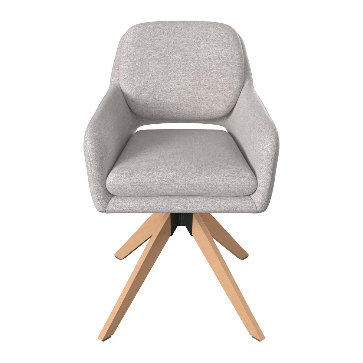 Židle s podrúčkami Adrien, šedobéžová - šedobéžová/přírodní barvy, Moderní, kov/dřevo (64/59/92cm) - Bessagi Home