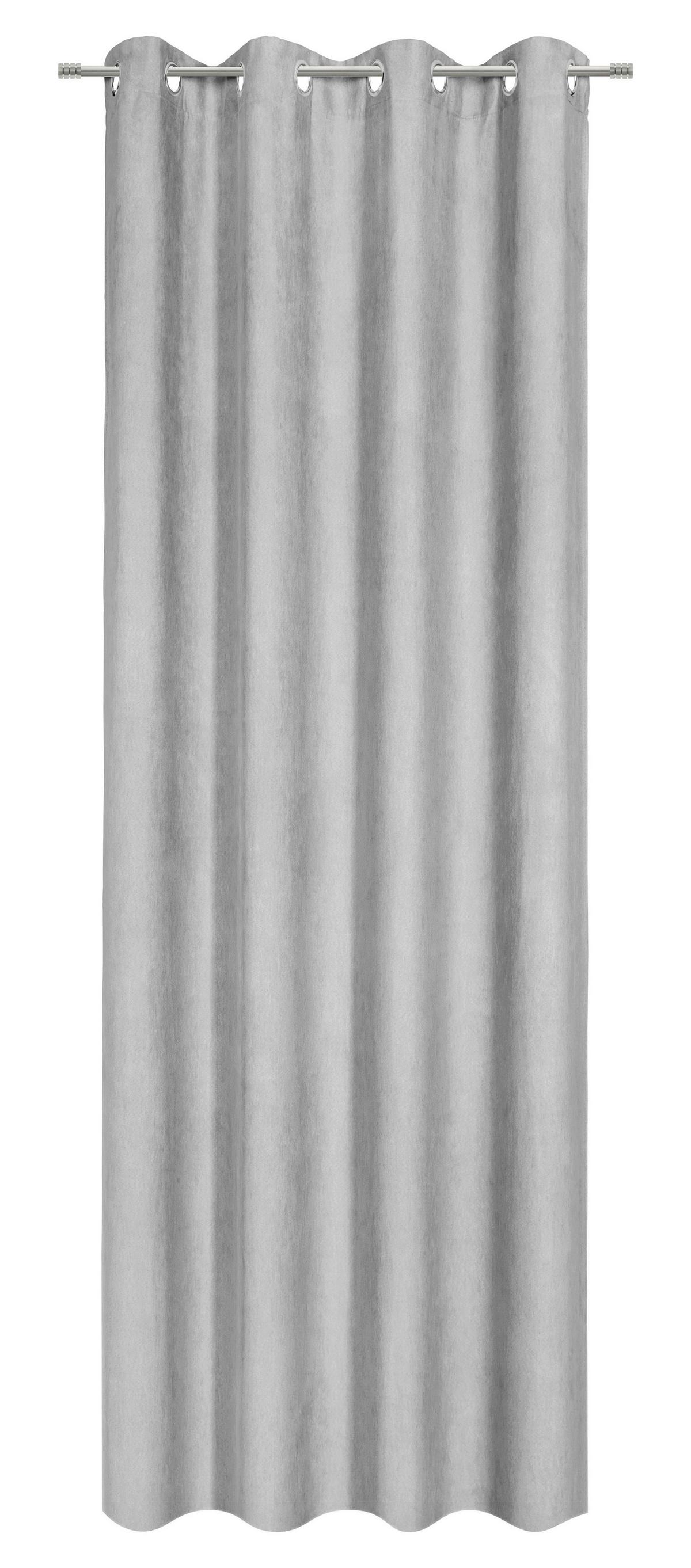 ZÁVĚS S OČKY Velours, 140/245cm, šedá - šedá, Konvenční, textil (140/245cm) - Mömax