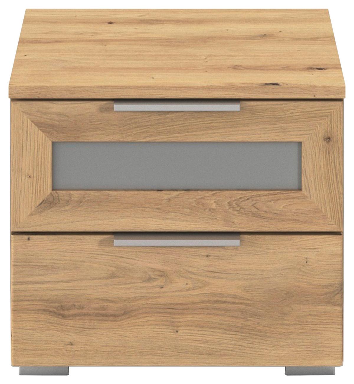 Nachtkästchen Mars 2l-Gr Eiche Artisan B: 36 cm - Alufarben/Eiche Artisan, Basics, Holzwerkstoff (40/36/40cm)