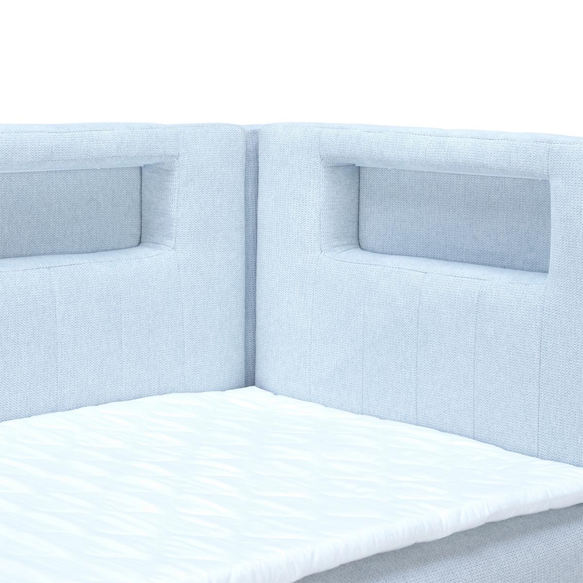 Polsterbett Mit Bettkasten 100x200cm Junior Gold Hellblau - Schwarz/Weiß, MODERN, Leder/Textil (100/200cm) - Ondega