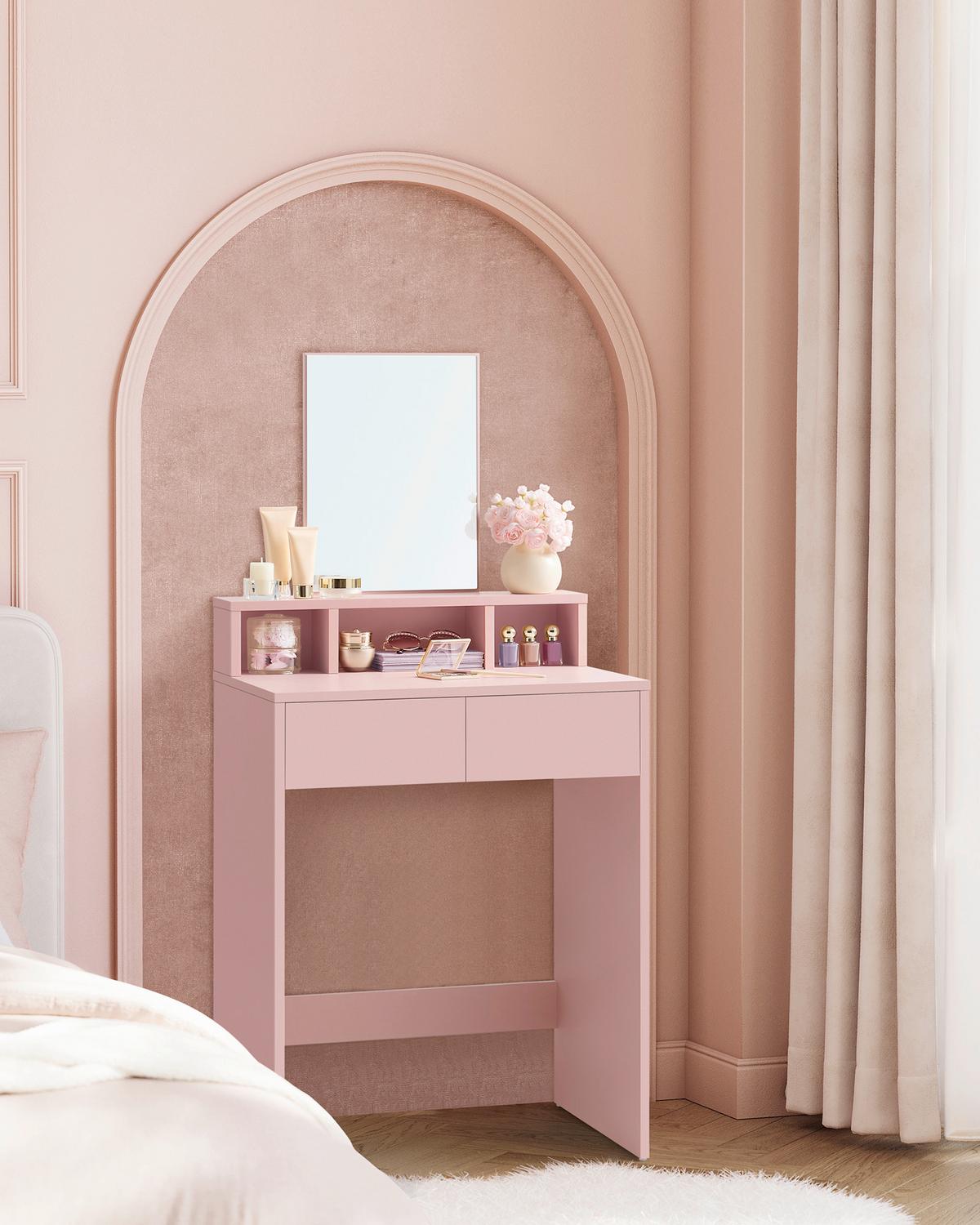 SCHMINKTISCH DRESSING TABLE - Pink, MODERN, Glas/Holzwerkstoff (60/40/127cm) - MID.YOU
