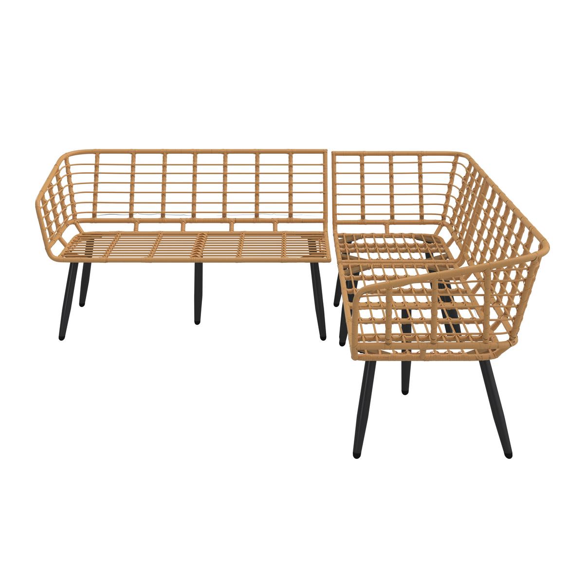 Lounge Garnitúra Poros - natúr/szürke, Modern, műanyag/Üveg (122/65cm) - Beldano