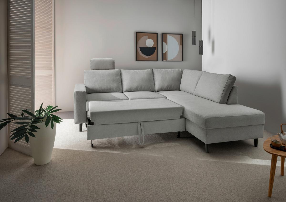 Eckschlafsofa Passione, Grau S: 242x200 Cm - Schwarz/Grau, MODERN, Textil (242/200cm) - Livetastic