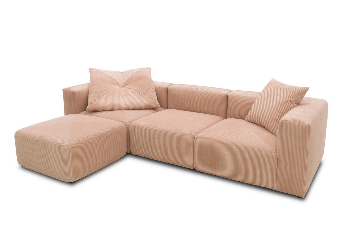 Ecksofa Rosa, Roségold B; 301 Cm - Roségold/Schwarz, Design, Textil (301/69/193cm) - MID.YOU