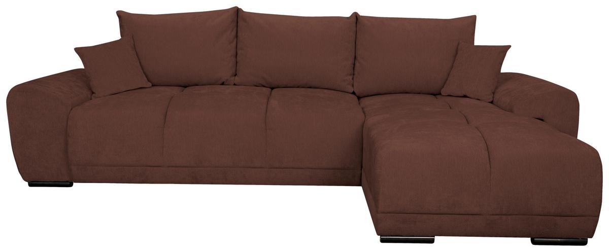 Rohová sedačka BONN, oboustranná, hnědá žinylka - černá/hnědá, Moderní, textil/plast (296/182cm)