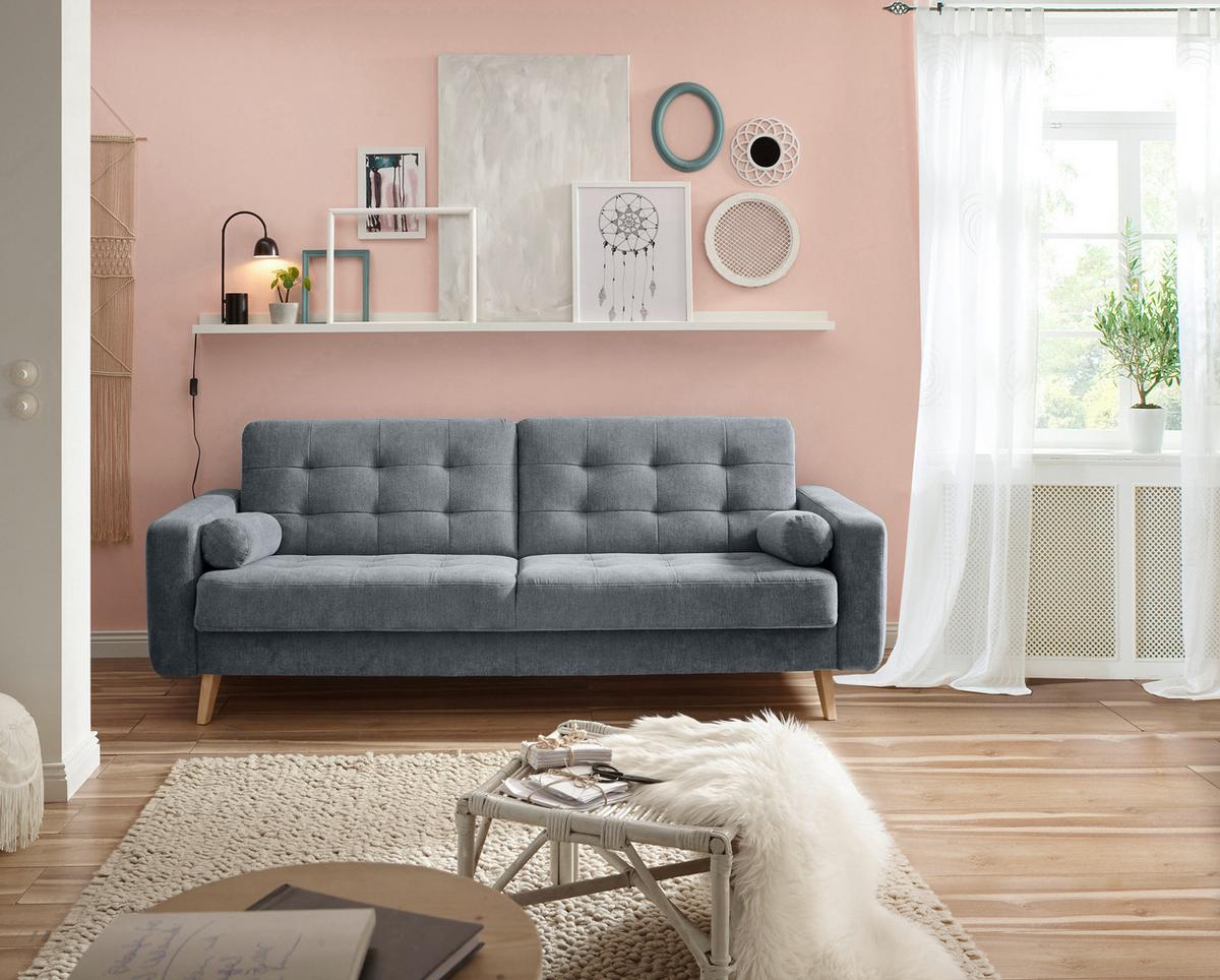 Rozkladacia pohovka FJORD antracitová - farba duba/antracitová, Modern, drevo/kompozitné drevo (222/86/90cm) - MID.YOU