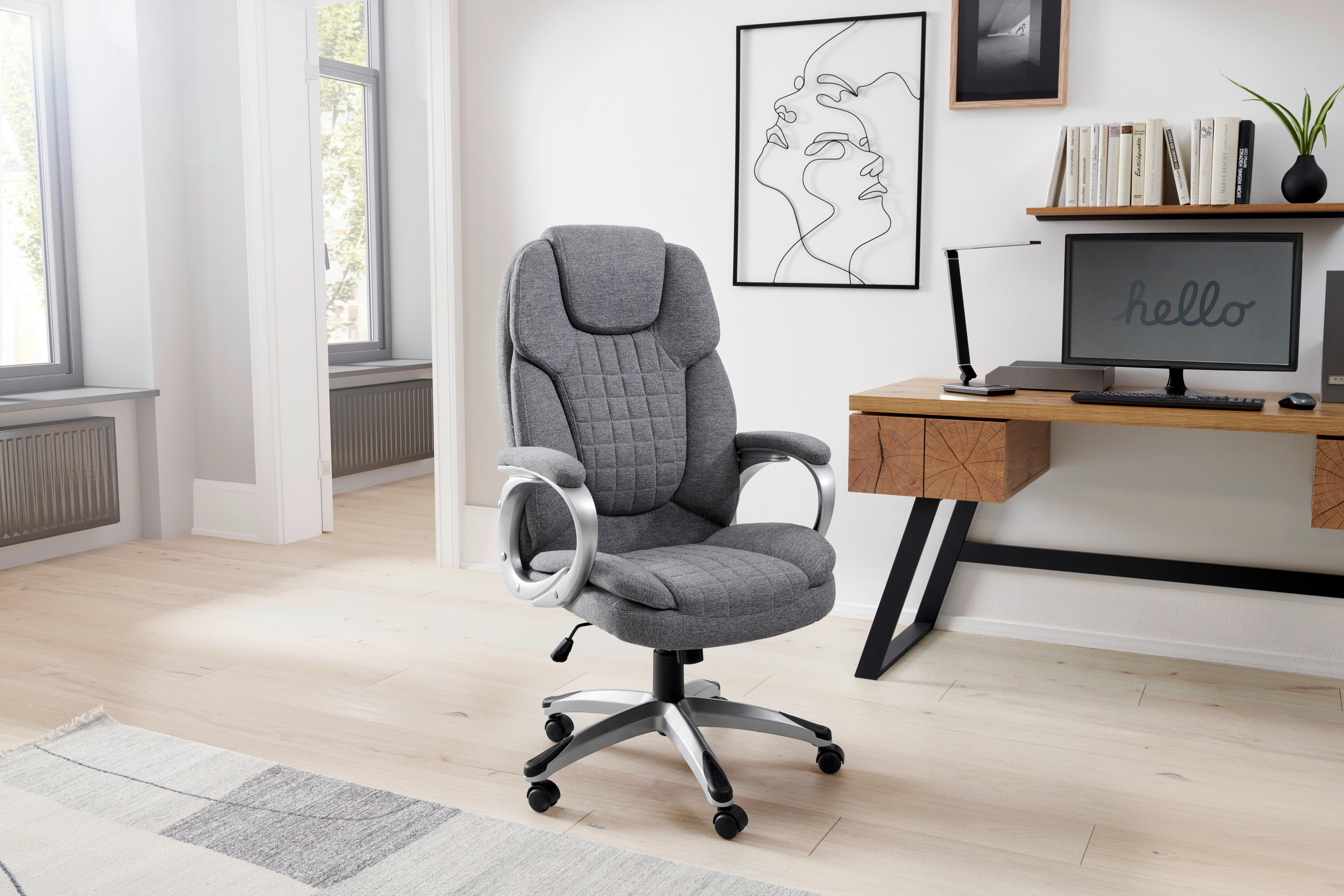 Drehstuhl Orleans - Silberfarben/Hellgrau, LIFESTYLE, Kunststoff/Textil (61/109-119/71cm) - MID.YOU