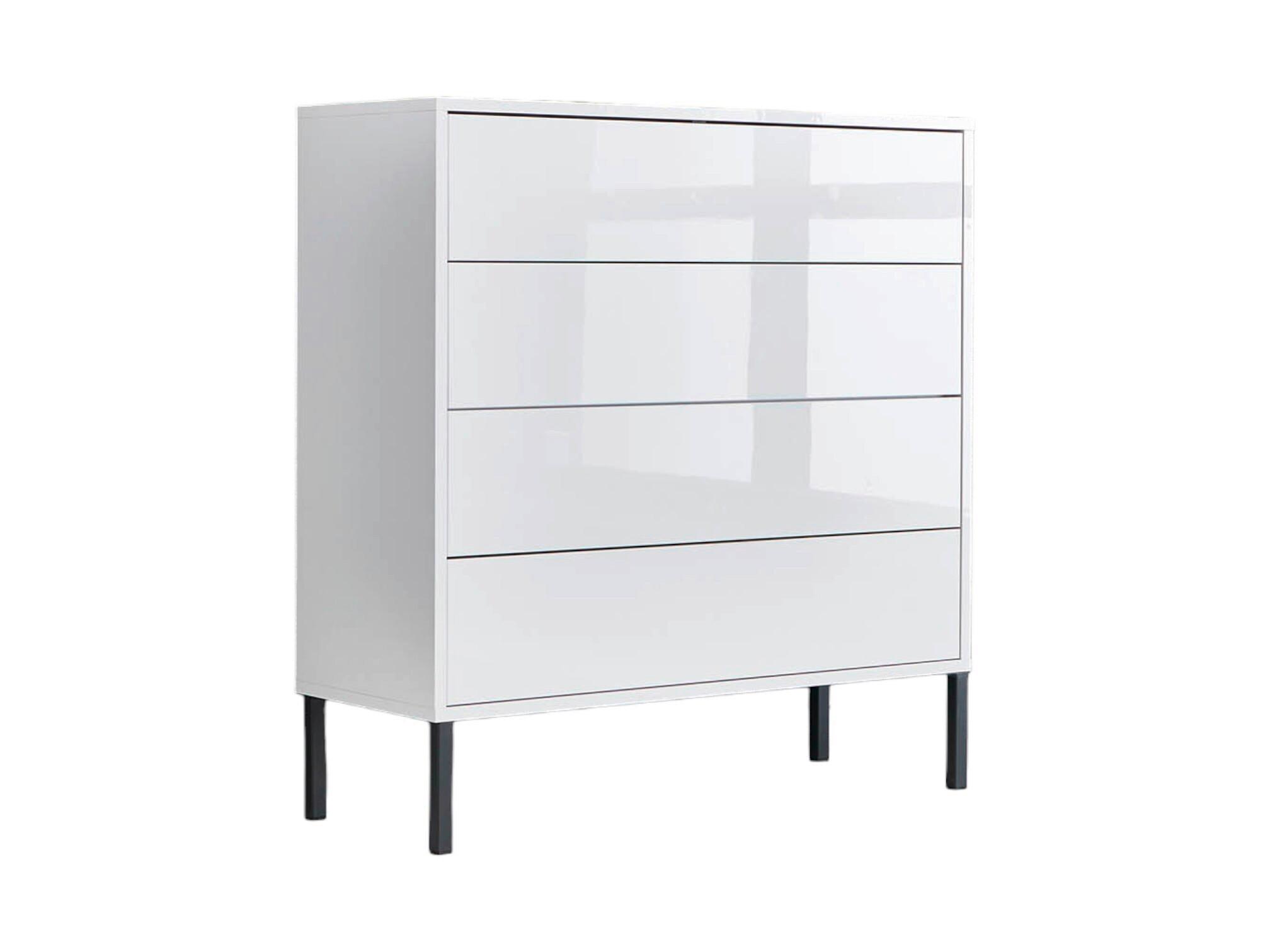 Kommode 79 cm Mailand Typ 3 + Mf, Weiß - Weiß Hochglanz/Anthrazit, MODERN, Holzwerkstoff (79/86/33cm) - MID.YOU