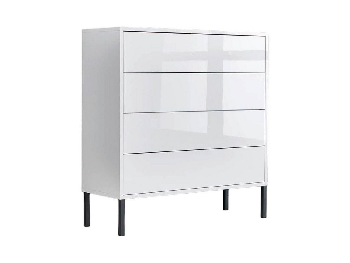 Kommode 79 cm Mailand Typ 3 + Mf, Weiß - Weiß Hochglanz/Anthrazit, MODERN, Holzwerkstoff (79/86/33cm) - MID.YOU