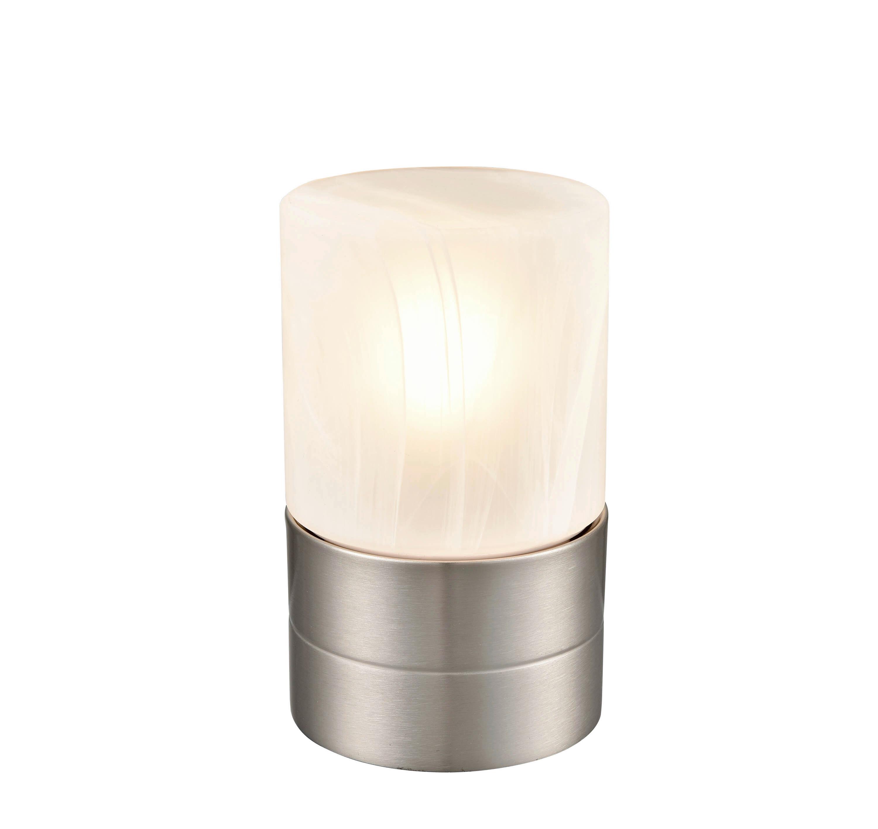 Tischlampe Eva Nickelfarben/ Weiß mit Touch-Funktion - Weiß/Nickelfarben, ROMANTIK / LANDHAUS, Glas/Metall (9/15cm) - James Wood