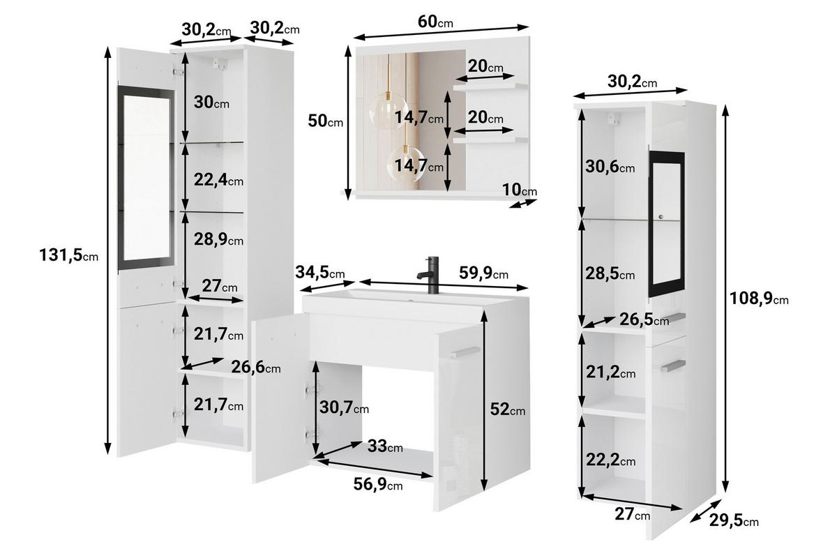 Badezimmer Madrit Kastanieeichefarben B: 120,4cm - Kastanieneichefarben/Anthrazit, LIFESTYLE, Glas/Keramik (120,4/131,5/34,5cm) - P & B