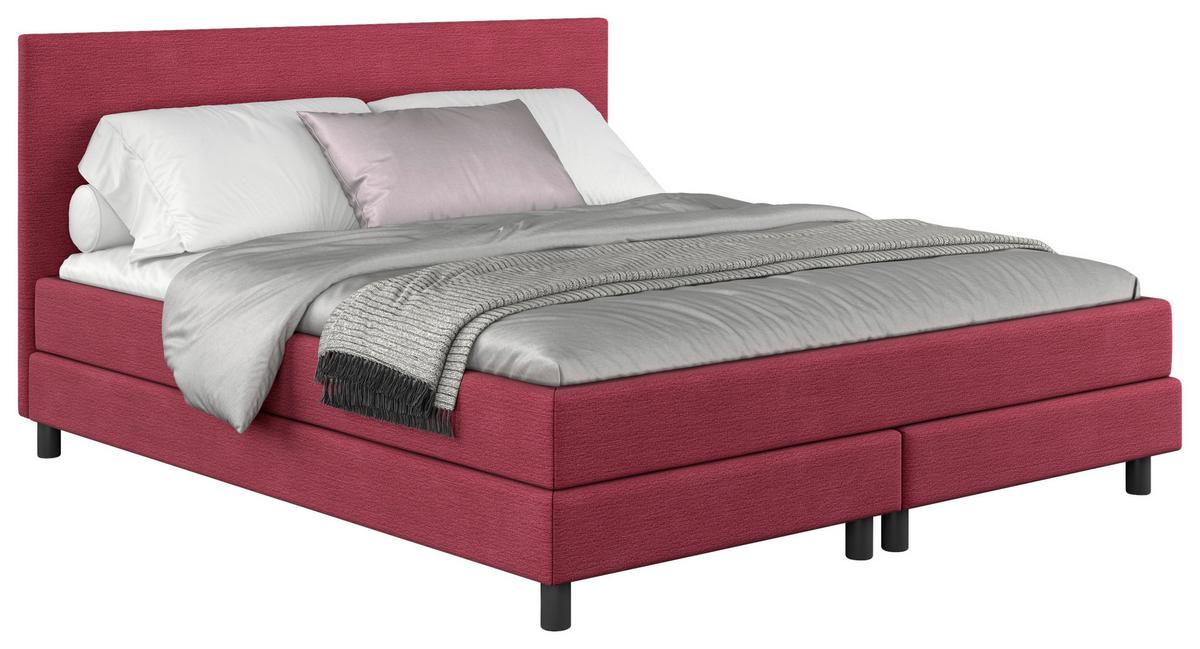 Boxbett mit Topper Andorra 180x200 cm Beere - Beere/Schwarz, MODERN, Holzwerkstoff/Textil (180/200cm) - MID.YOU