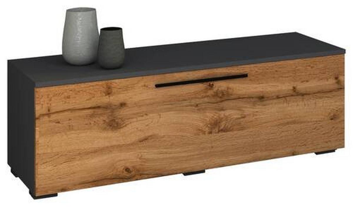 Nízka komoda Arila š: 115 cm, antracitová - černá/antracitová, Moderní, kompozitní dřevo/plast (115/39/40cm) - MID.YOU