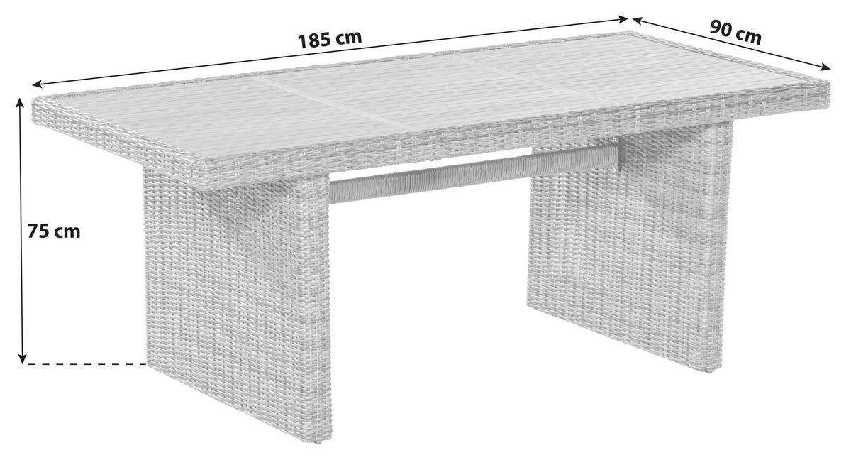 Gartentisch Toskana Holz/ Metall/kunststoff L: 185 Cm - Naturfarben/Akaziefarben, KONVENTIONELL, Holz/Kunststoff (185/90/75cm) - Gardenson