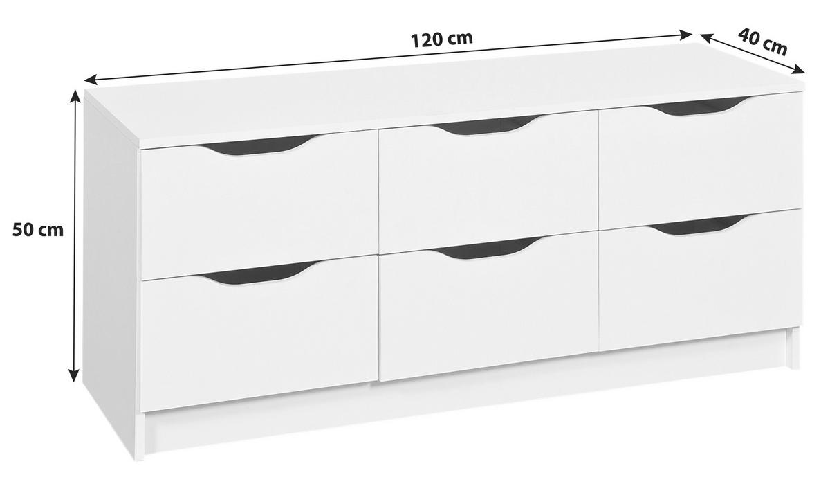 Kommode Grifflos B 120cm Westphalen, Weiß - Weiß, LIFESTYLE, Holzwerkstoff (120/50/40cm) - MID.YOU