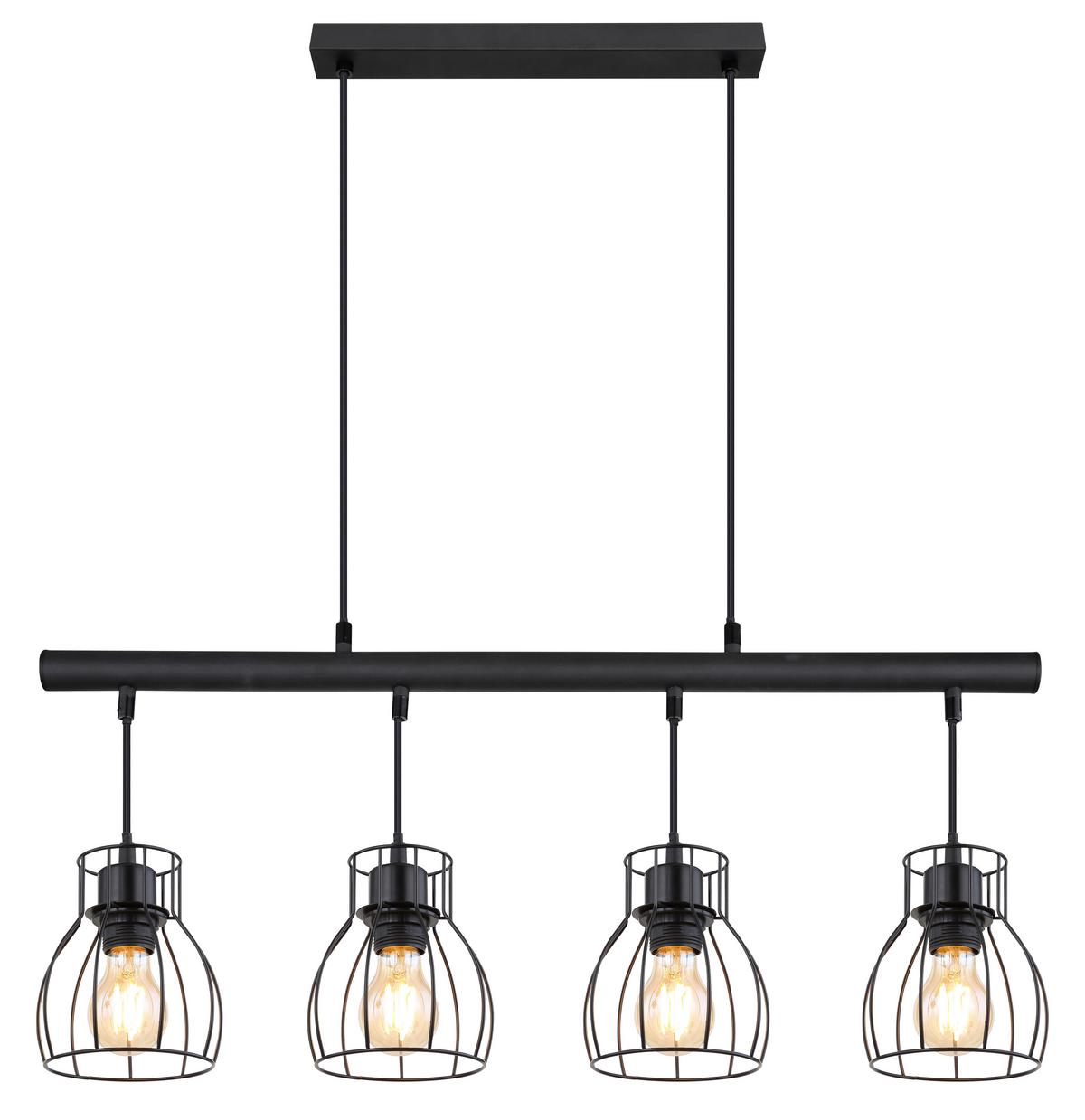 LED-Hängeleuchte 15326-4lm - Schwarz, Trend, Kunststoff/Metall (77/14/120cm) - Globo