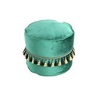 Pouf Taj Mahal DxH: 45x38 cm Samt Grün mit Reißverschluss - Goldfarben/Grün, LIFESTYLE, Textil (45/38/45cm) - Kayoom