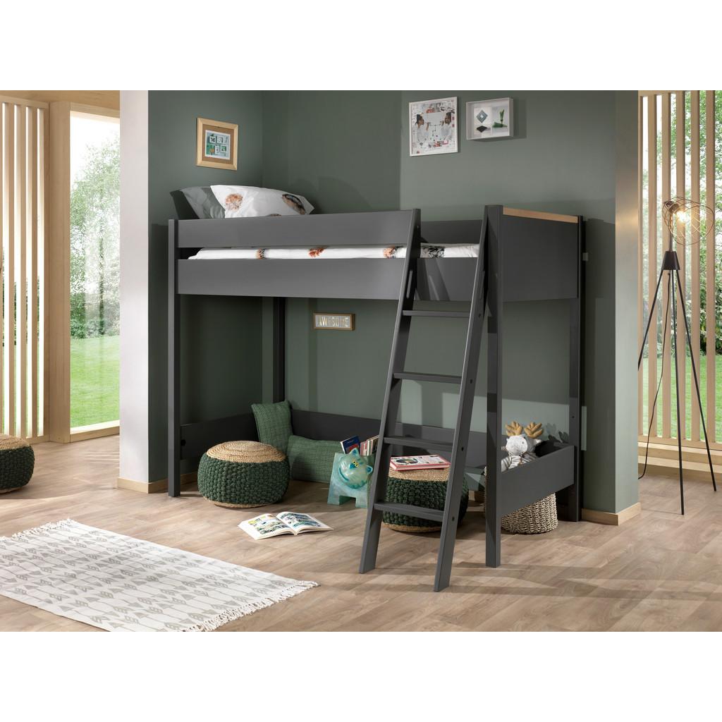Hochbett London Dunkelgrau 90x200 cm