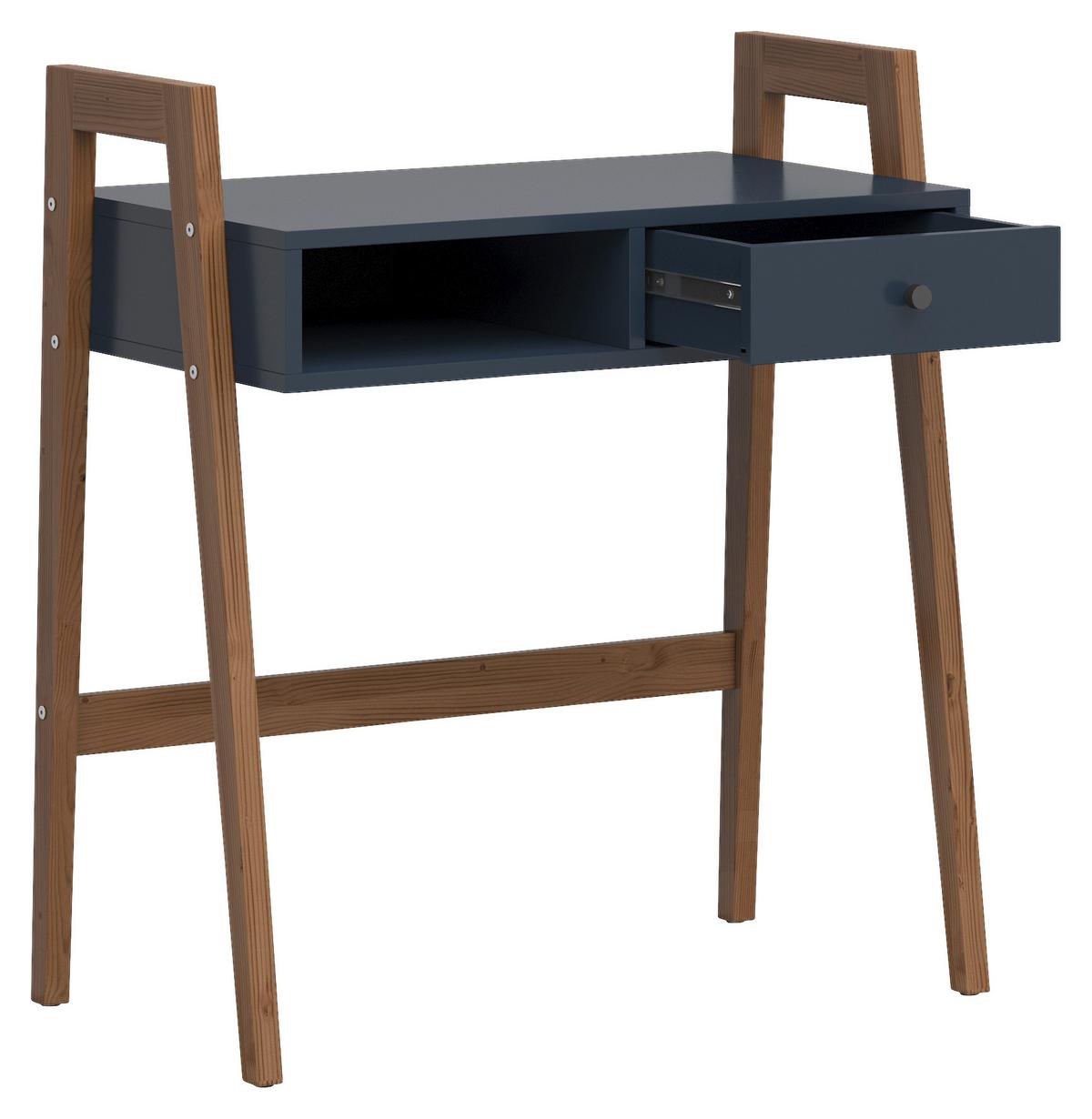 Schminktisch Albi Blau/ Lärche Dekor B: 86 Cm Mit Lade - Blau/Lärchefarben, KONVENTIONELL, Holzwerkstoff (86/95,5/48cm) - MID.YOU