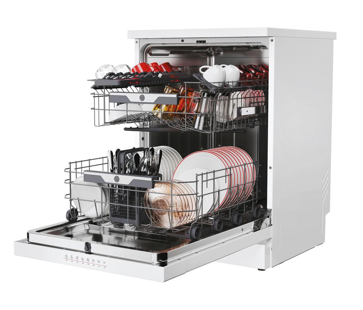 Geschirrspüler Hf 4c6fopw B: 60 cm Freistehend Weiß - Weiß, Basics (60/85/60cm) - Hoover