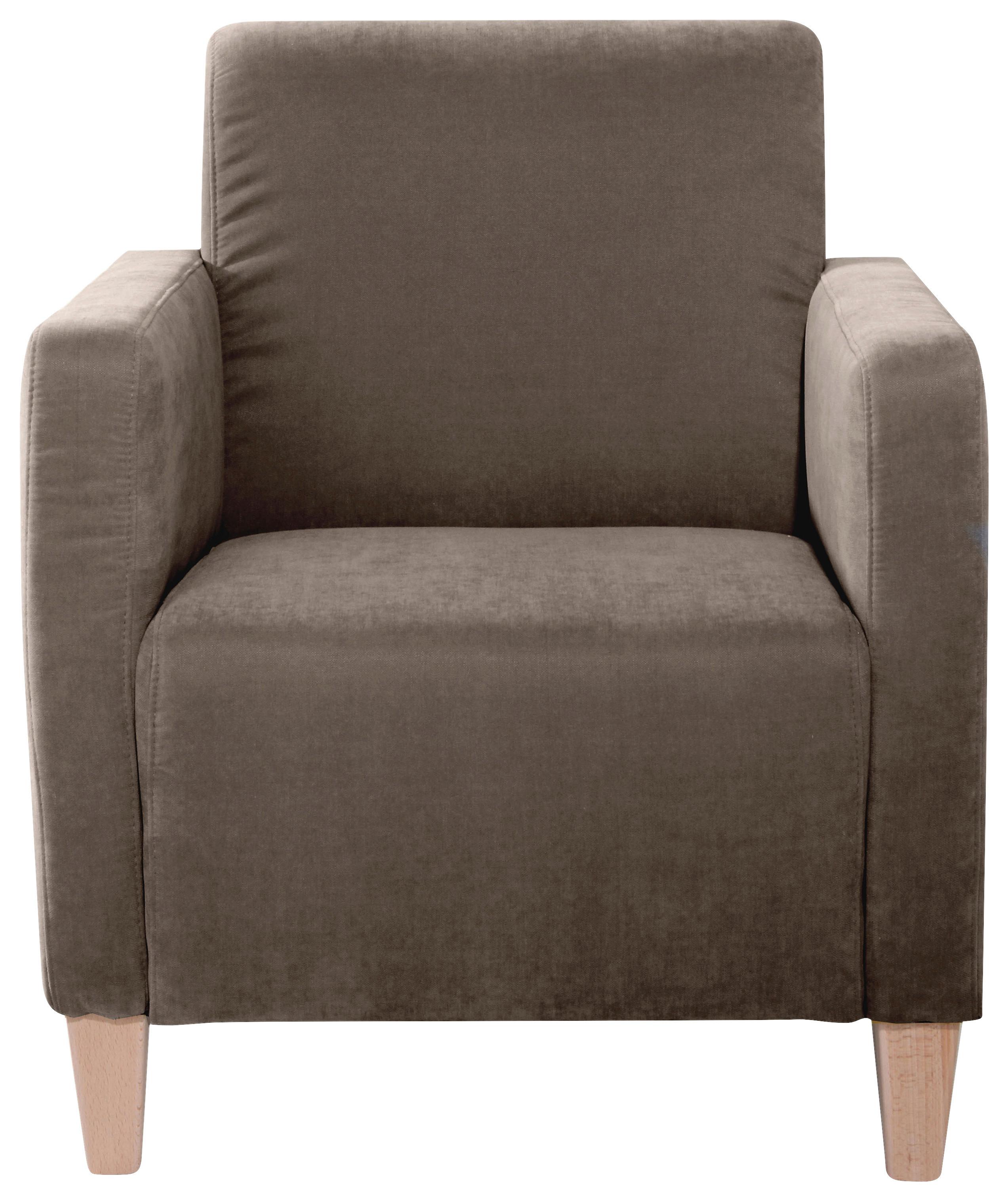 Polstersessel Mit Armlehnen Milla Samt Sahara - Naturfarben/Sahara, Design, Textil (71/81/70cm) - Max Winzer