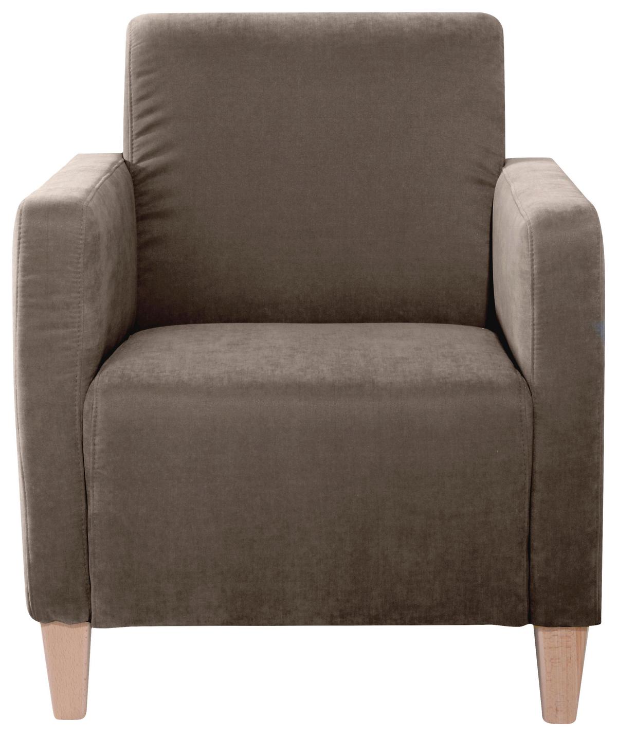 Polstersessel Mit Armlehnen Milla Samt Sahara - Naturfarben/Sahara, Design, Textil (71/81/70cm) - Max Winzer