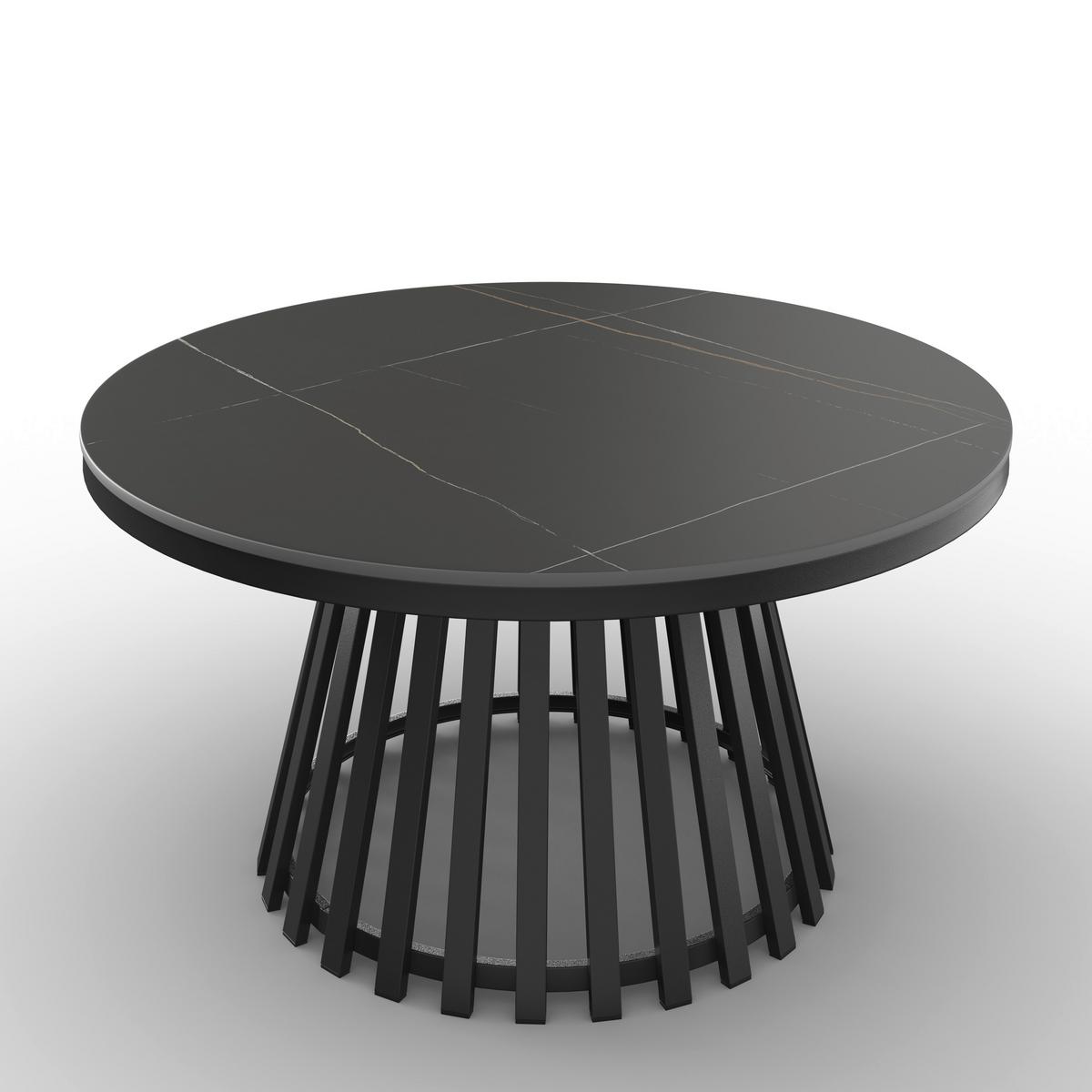 KONFERENČNÍ STOLEK PELA - černá, Moderní, kov/kompozitní dřevo (90/90/45cm) - Bessagi Home