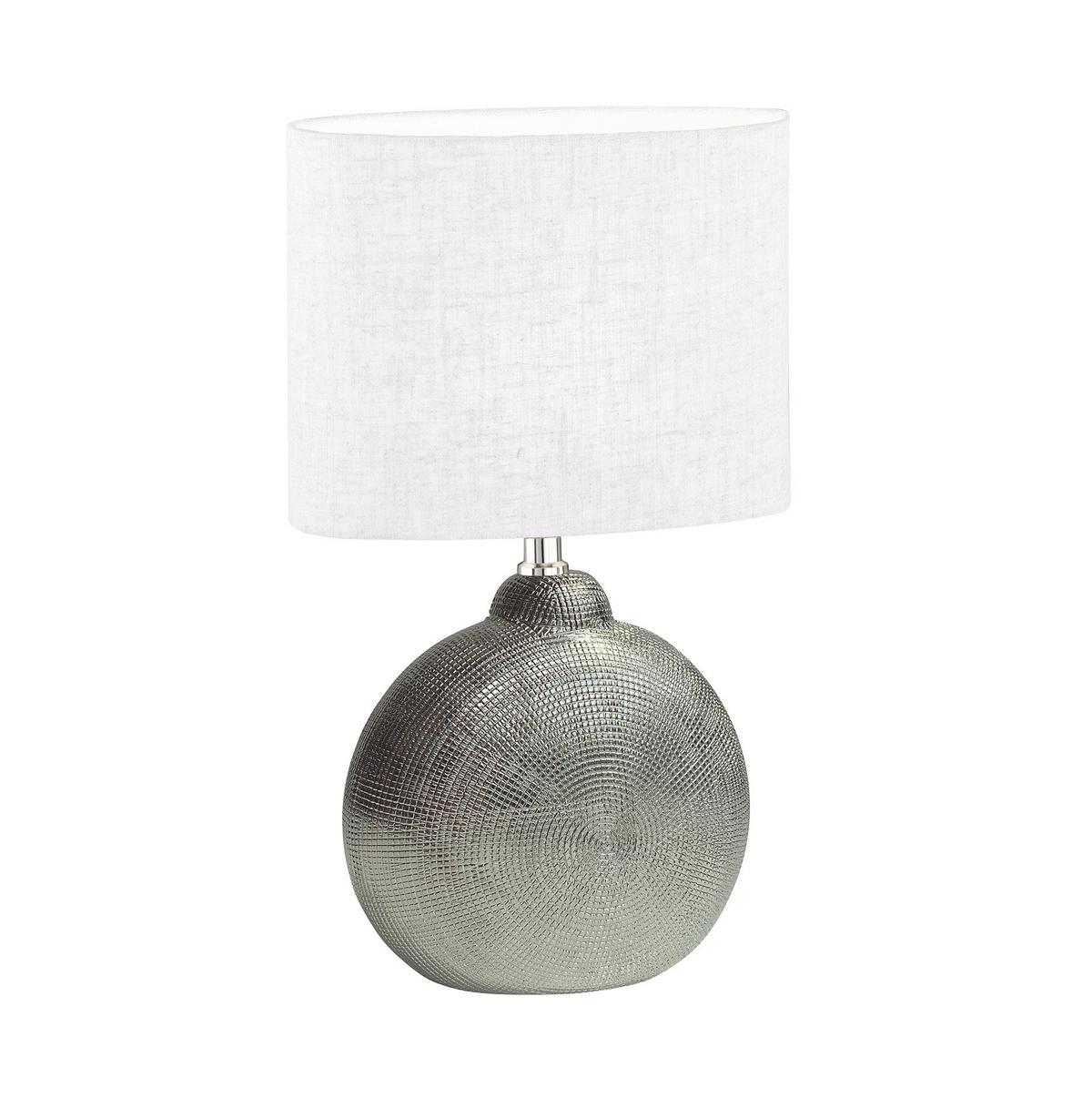 Tischleuchte 50605 Tobse - Silberfarben/Weiß, Basics, Keramik/Textil (23/13/39cm) - Fischer & Honsel