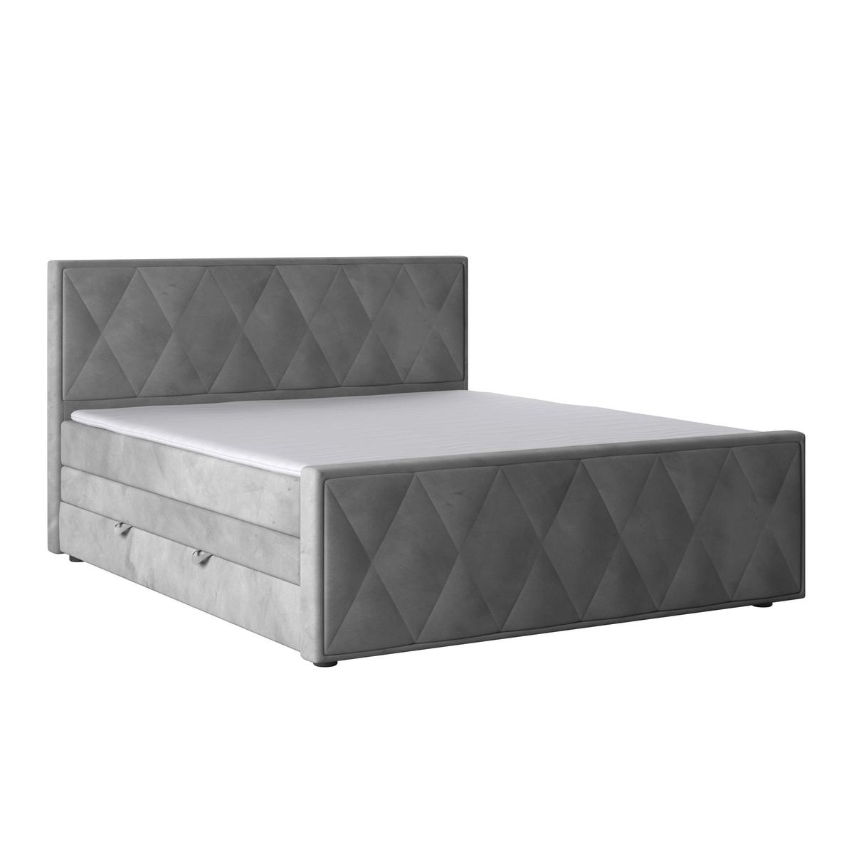Boxspringbett Porto 180x200 cm Hellgrau - Hellgrau/Schwarz, MODERN, Karton/Holzwerkstoff (180/200cm) - MID.YOU