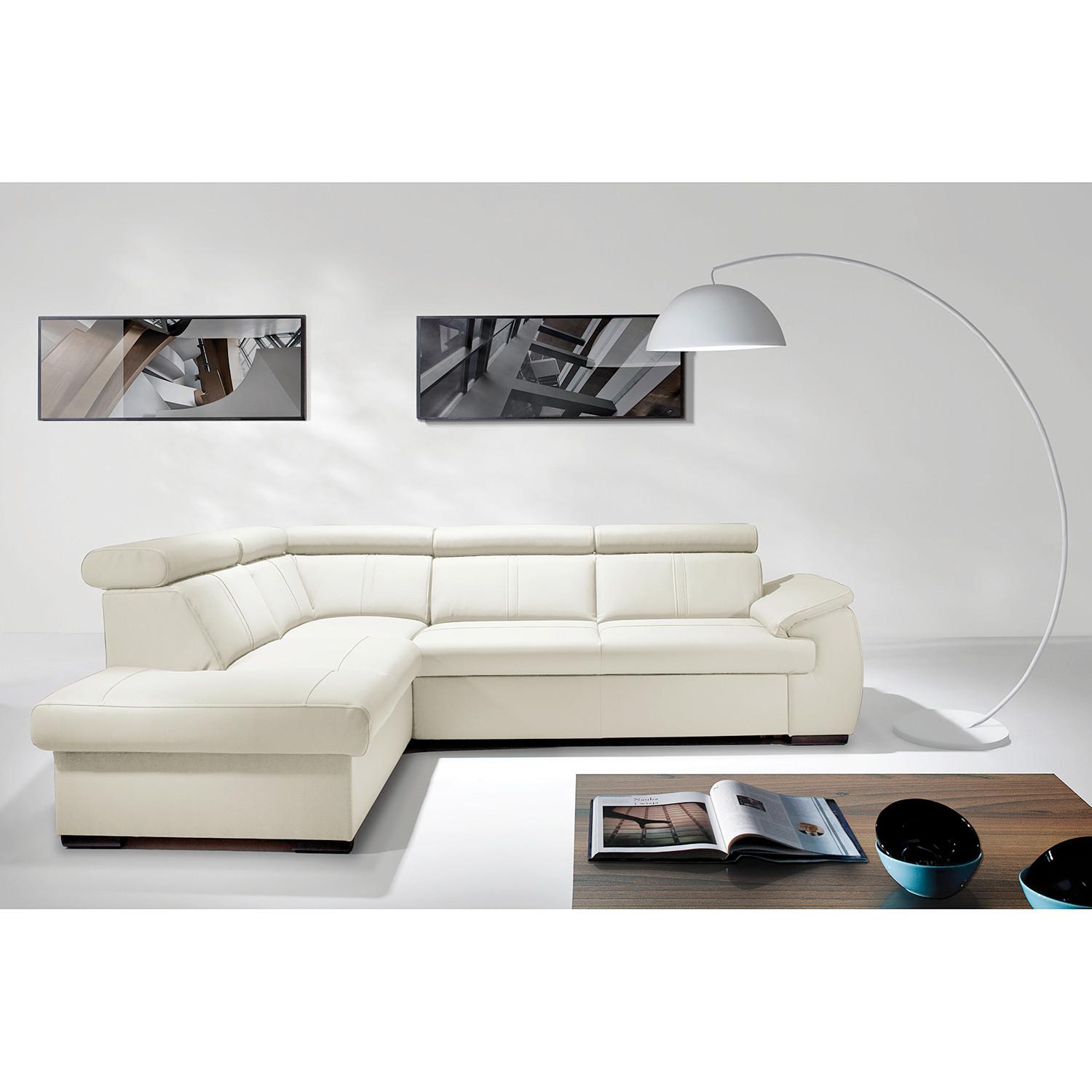 Ecksofa City Weiß B: 211x265 Cm - Wengefarben/Weiß, Design, Leder (211/265cm) - Livetastic