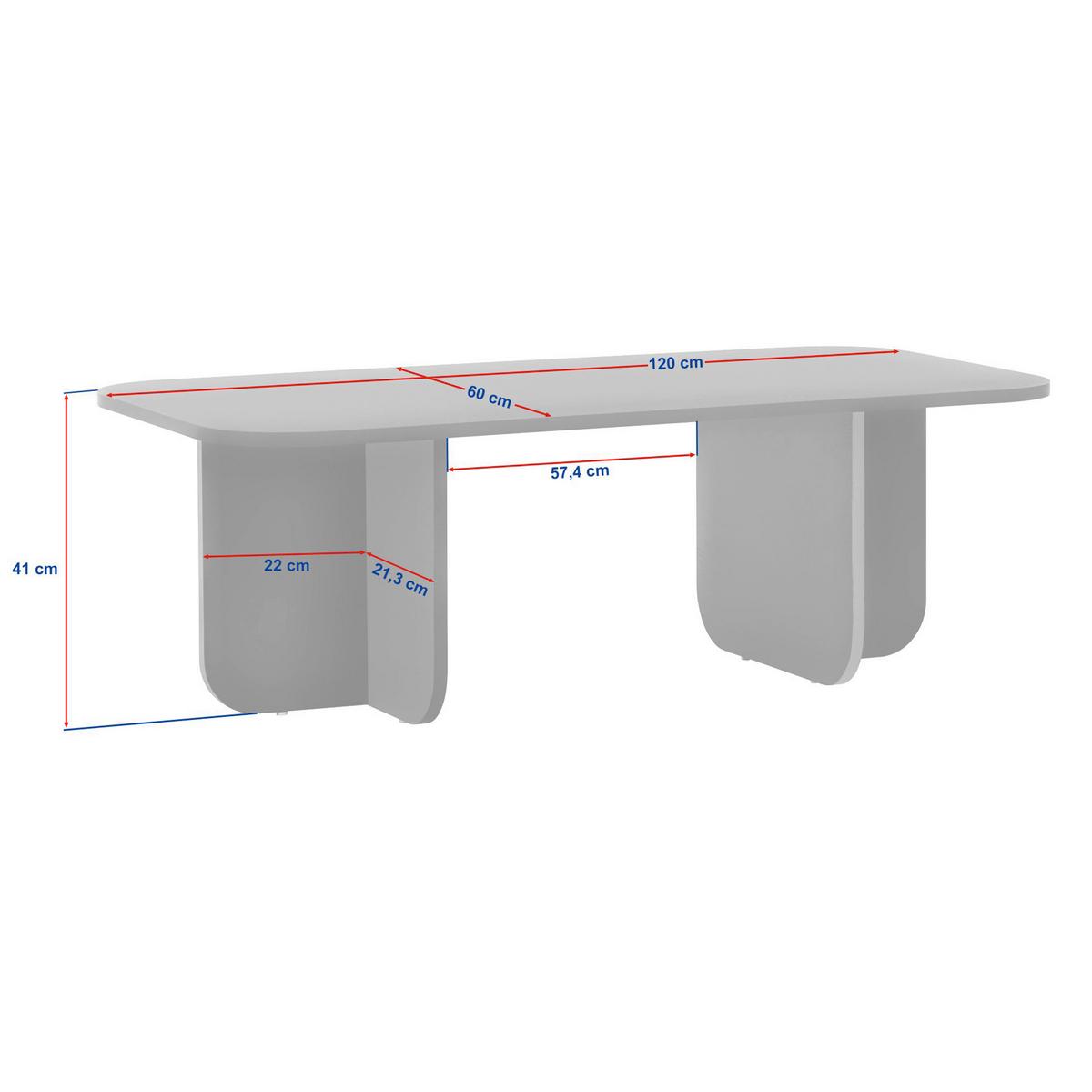 COUCHTISCH Akira Creme L: 120cm - Creme, Design, Holzwerkstoff (120/60/41cm) - MID.YOU