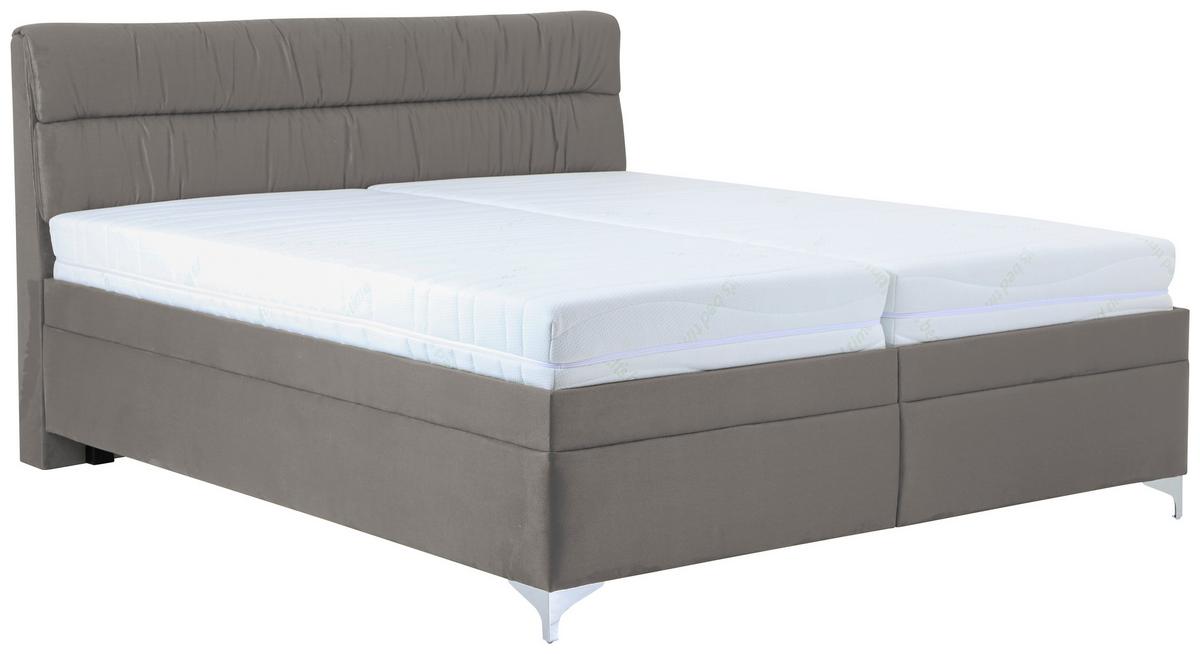 Čalouněná postel ALORA 180x200, šedá - šedá/barvy chromu, dřevo/plast (180/200cm)