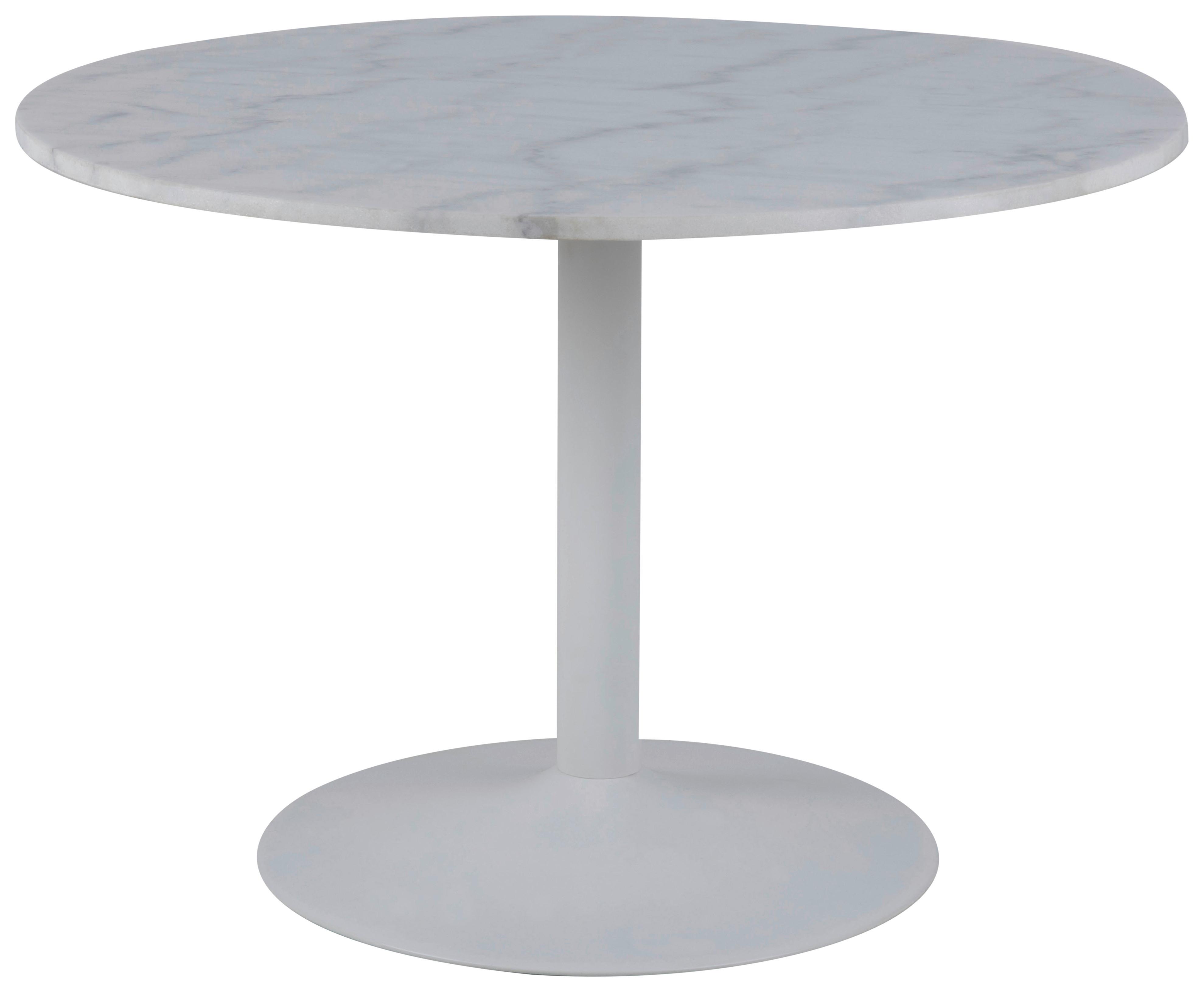 Esstisch Rund Tarifa Ø 110 cm Marmor/Weiß - Weiß, Trend, Stein/Metall (110/110/75cm) - Livetastic