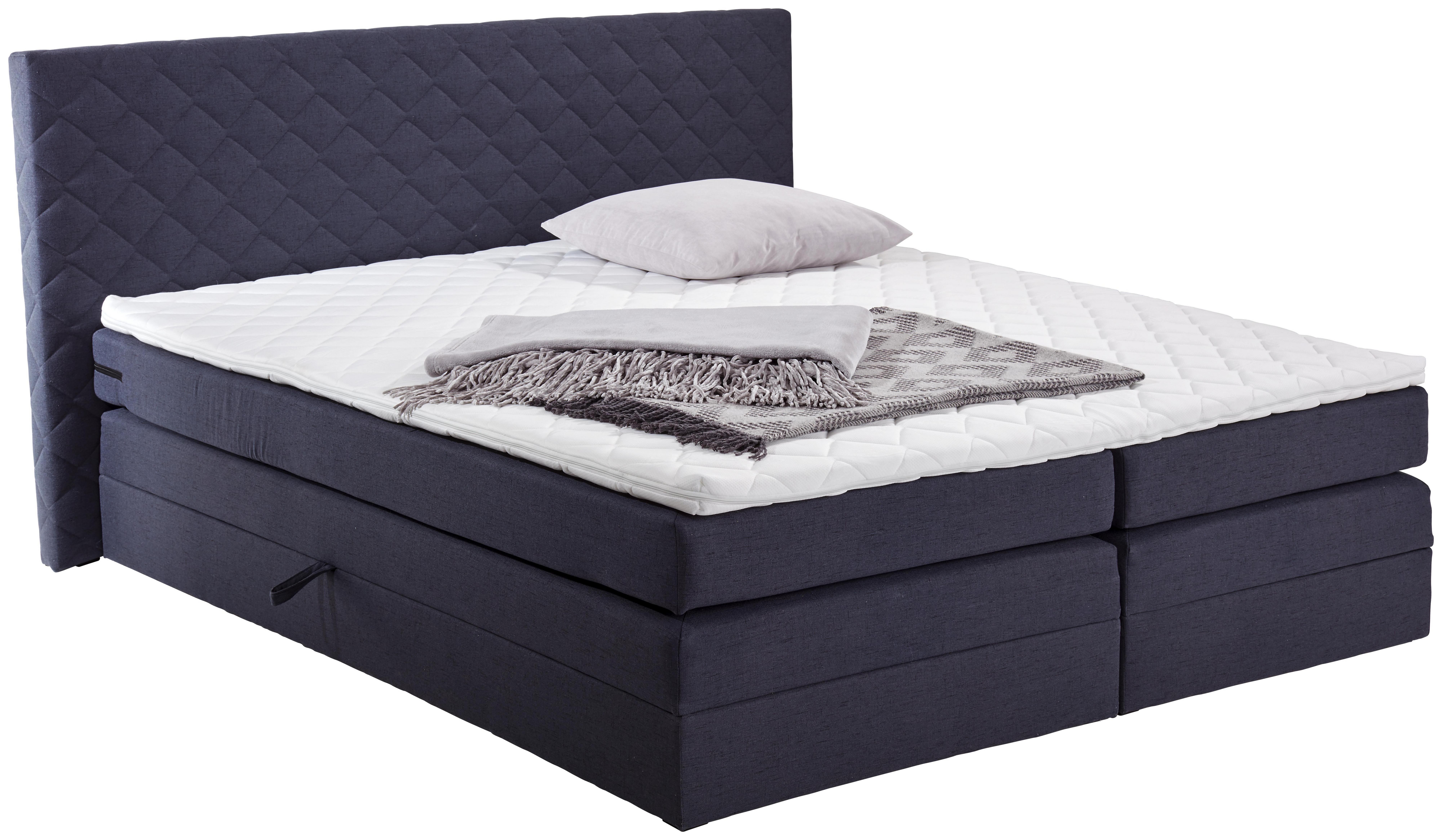 Boxspringbett Allegra 180x200 Dunkelgrau - Dunkelgrau/Schwarz, KONVENTIONELL, Holz/Holzwerkstoff (180/200cm)