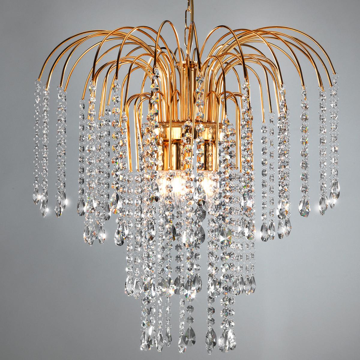 Kristall-Hängeleuchte 4698/Goro - Goldfarben, KONVENTIONELL, Glas/Metall (50/110cm)
