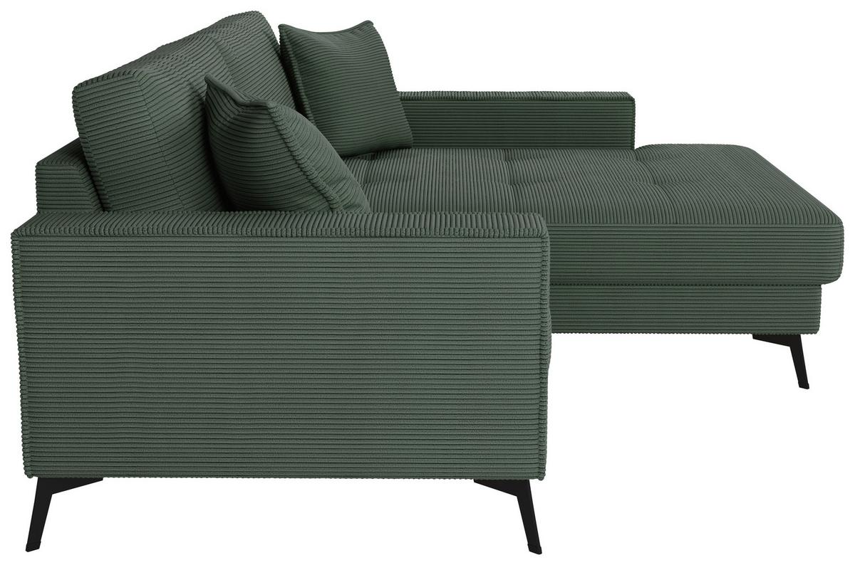 Ecksofa Ted Dunkelgrün S: 228x174 Cm - Dunkelgrün/Schwarz, Trend, Textil (228/174cm)