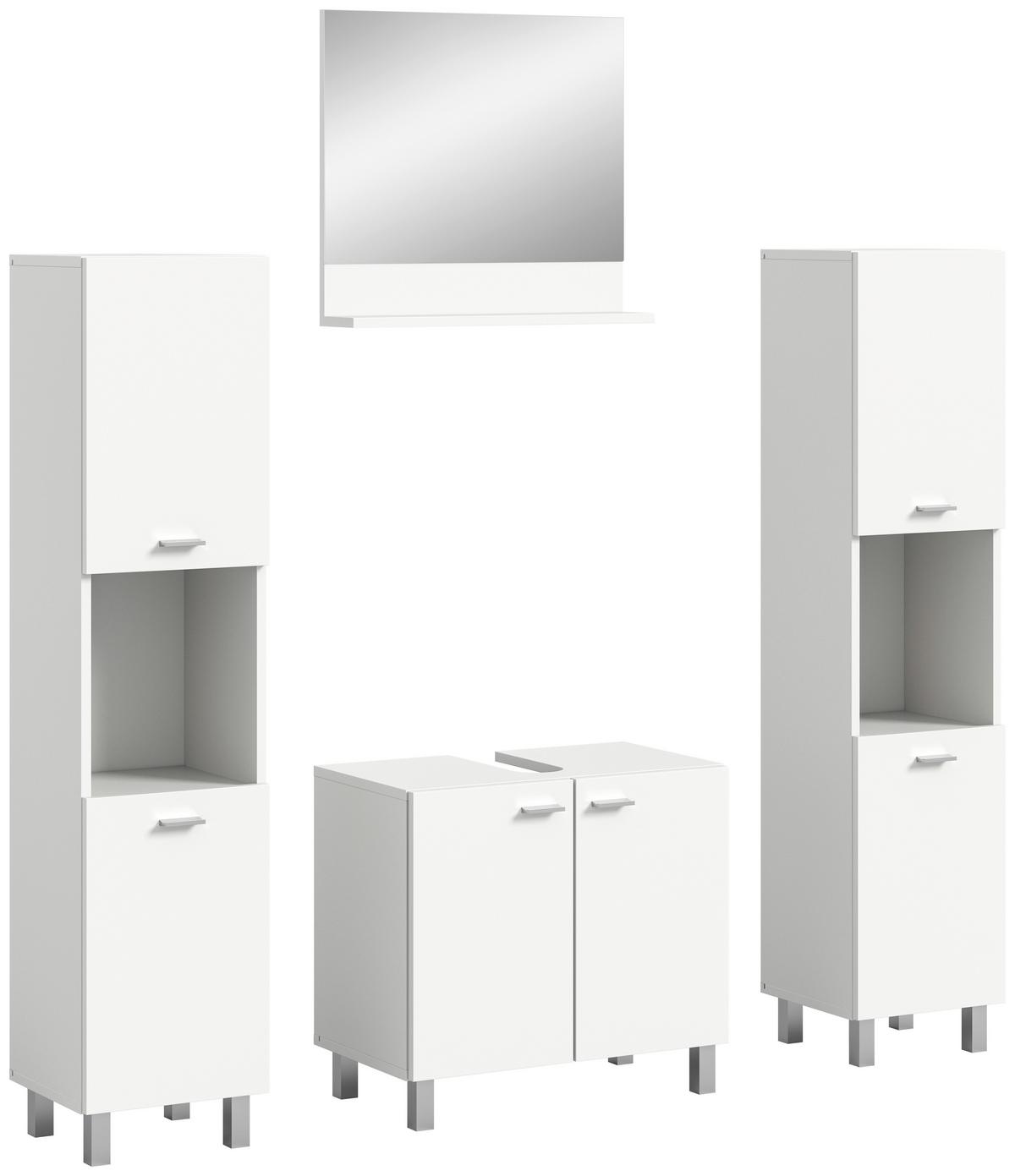 Badezimmer Boston Weiß D: 117 Cm - Silberfarben/Weiß, MODERN, Glas/Holzwerkstoff (117cm) - MID.YOU