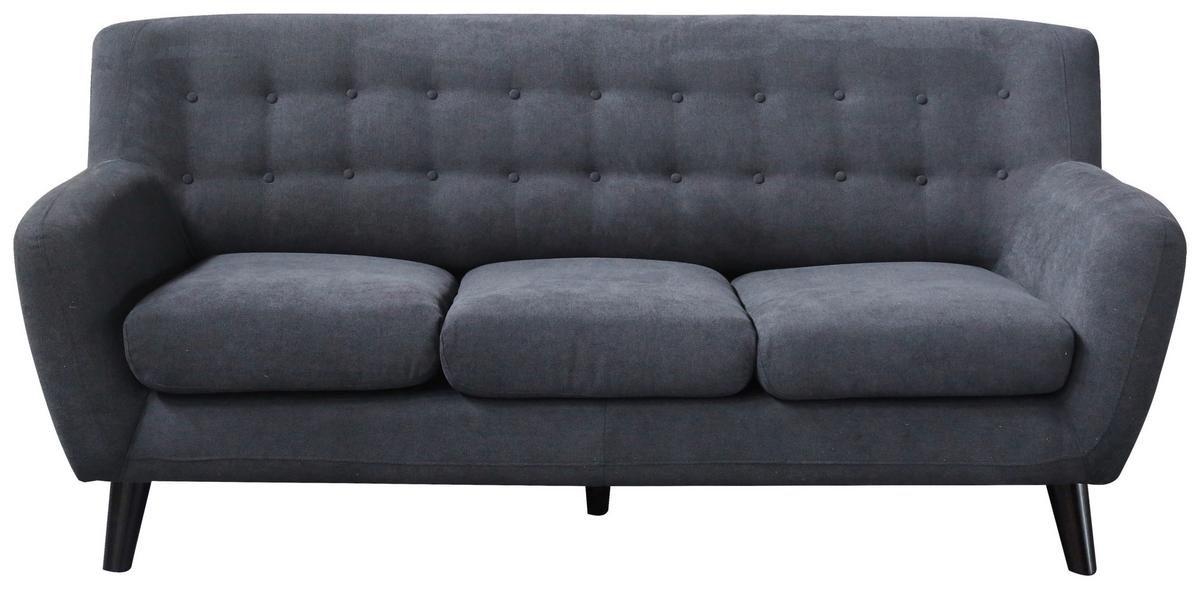 Dreisitzer-sofa Monaco, Mikrofaser - Dunkelgrau/Schwarz, MODERN, Textil (181/82/85cm) - Luca Bessoni