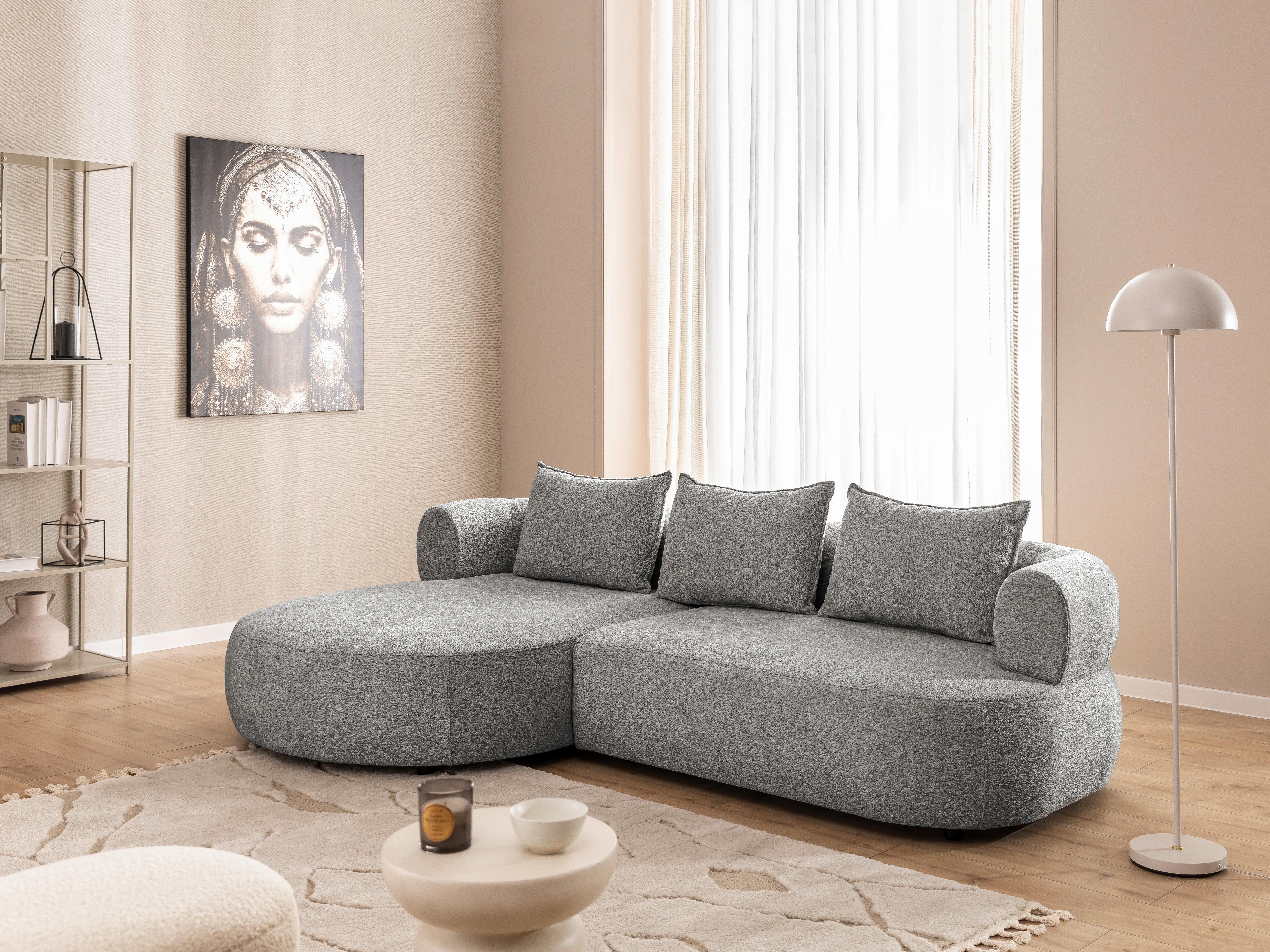 Ecksofa Ferro Grau S: 156x256 Cm - Schwarz/Grau, Design, Textil (156/256cm) - Livetastic