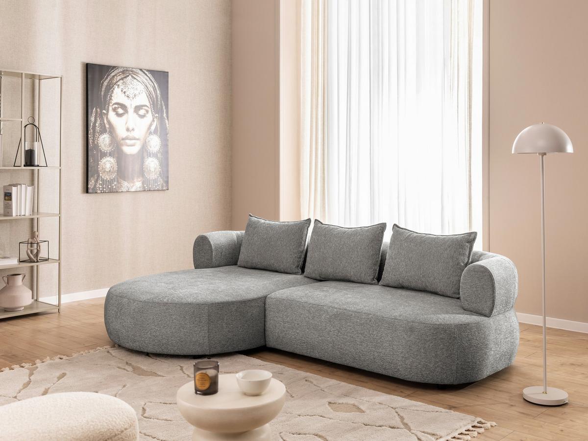 Ecksofa Ferro Grau S: 156x256 Cm - Schwarz/Grau, Design, Textil (156/256cm) - Livetastic